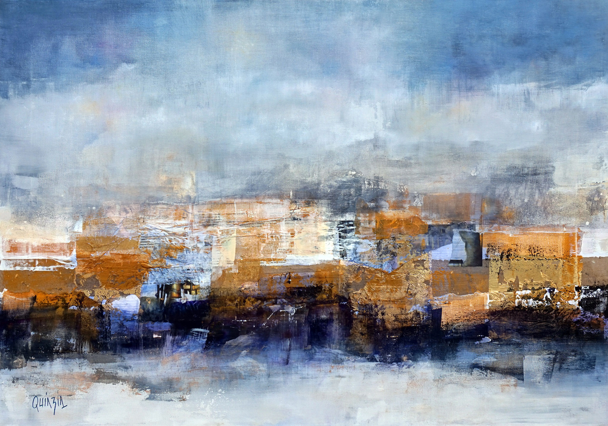 "Let it snow"  technique mixte sur toile 92 x 65, disponible