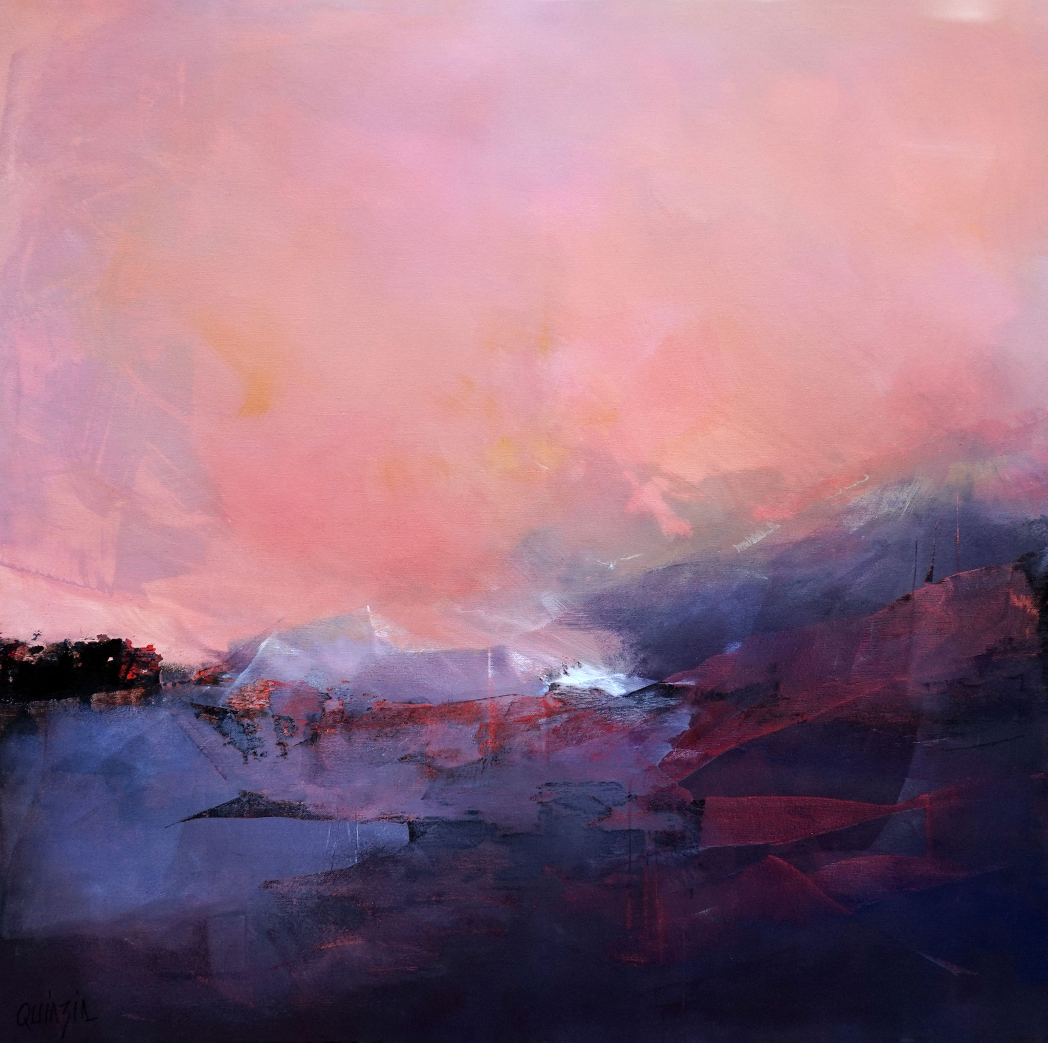 "Fin de nuit" acrylique sur toile 80 x 80 Collection privée