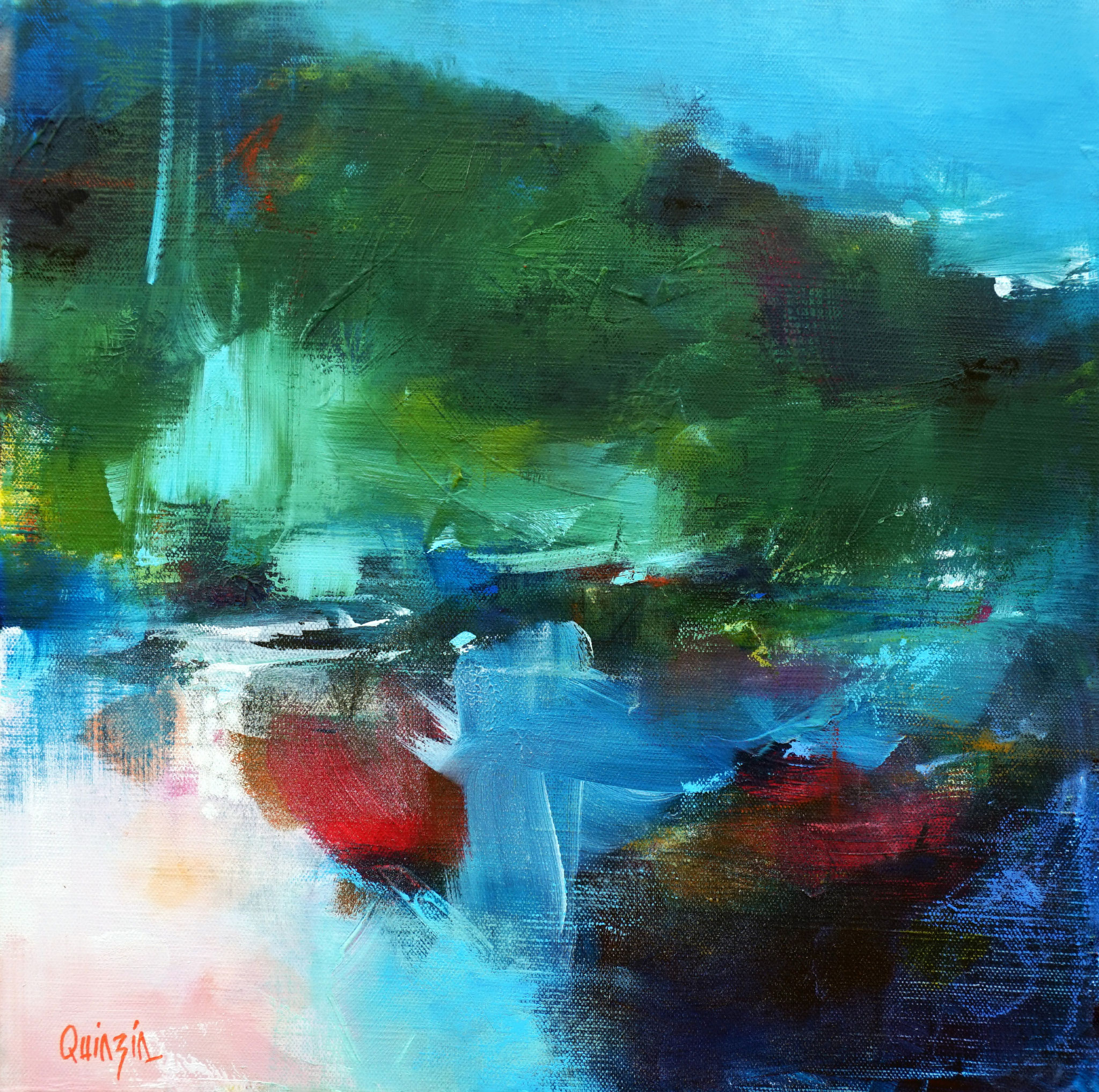 "Passage par la baie" acrylique sur toile 40 x 40 VENDUE