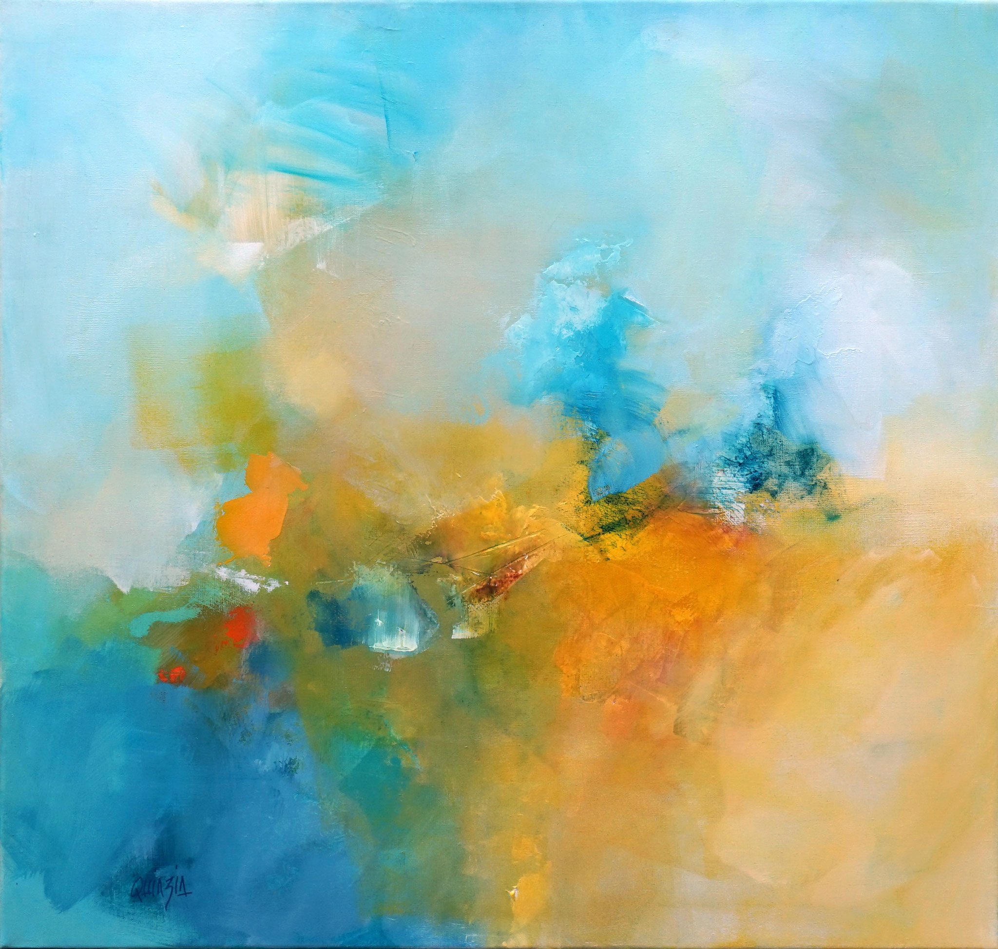 "Yellow limbow" acrylique sur toile 80 x 80 cm VENDUE