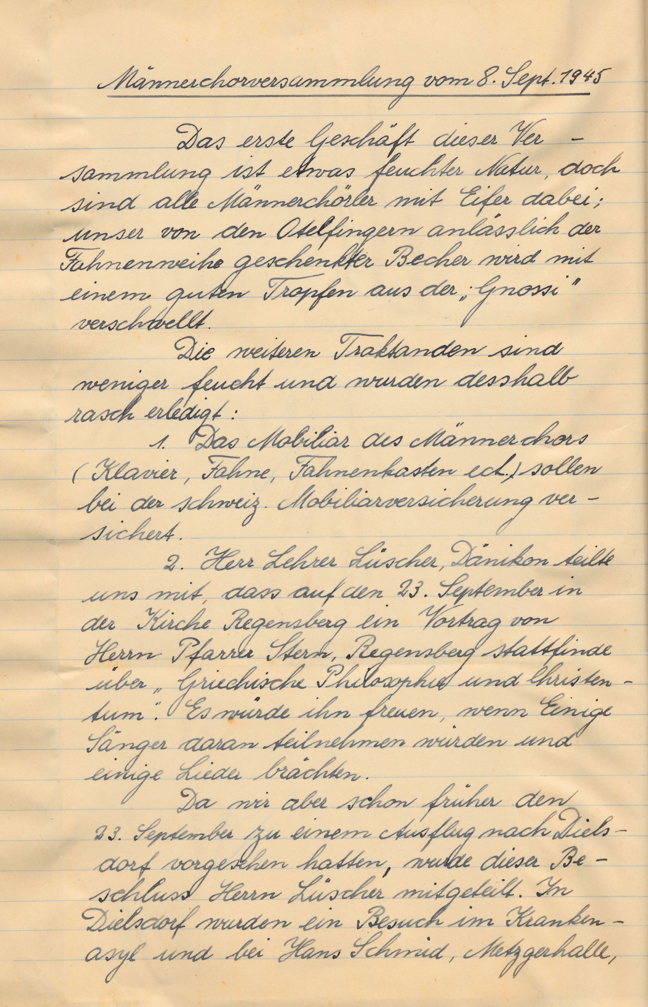 Nachträge zum Fest::Protokoll 8. Sept. 1945