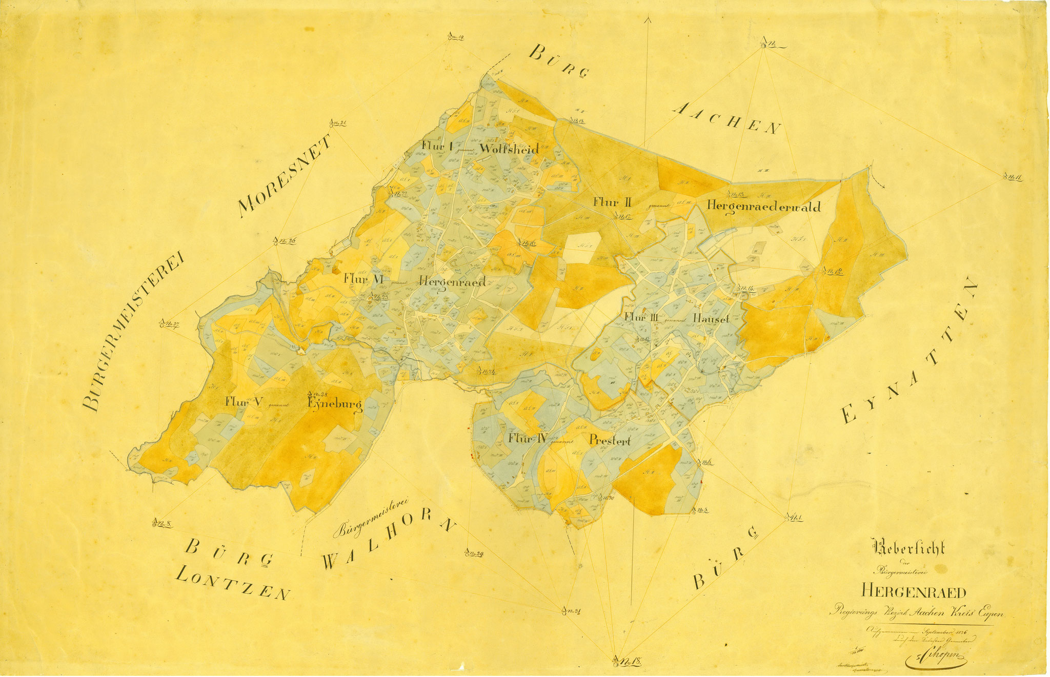 Ur-Kataster Hergenraed (mit Hauset) 1826