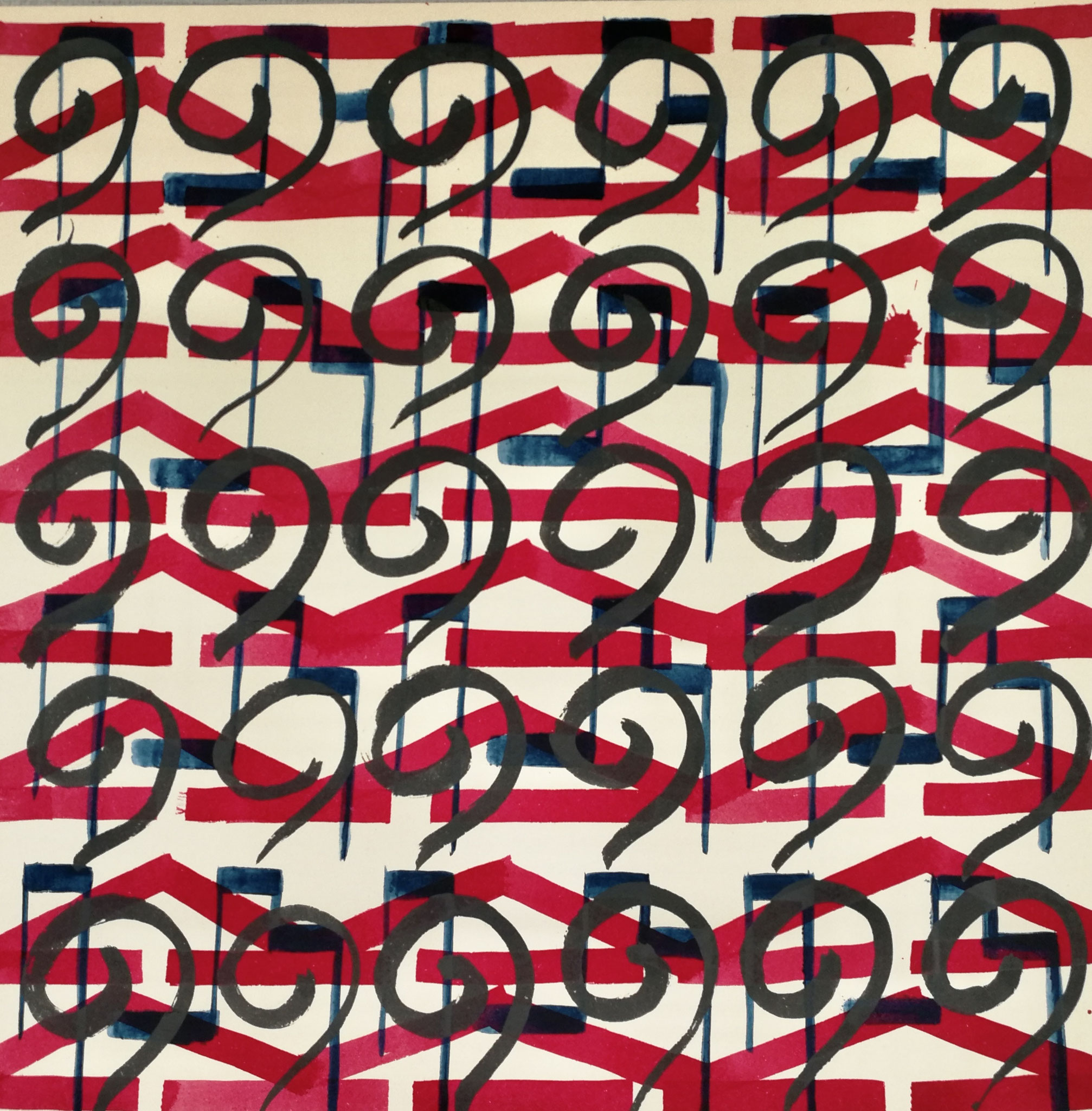 Klang No 2, 50x50cm, Tusche auf Finnpappe, 2023