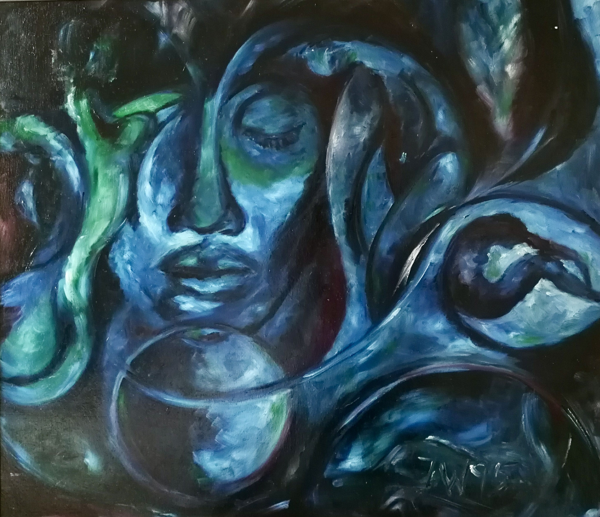 Innenwelten, 75x65cm, Ölfarbe auf Holz, 1995