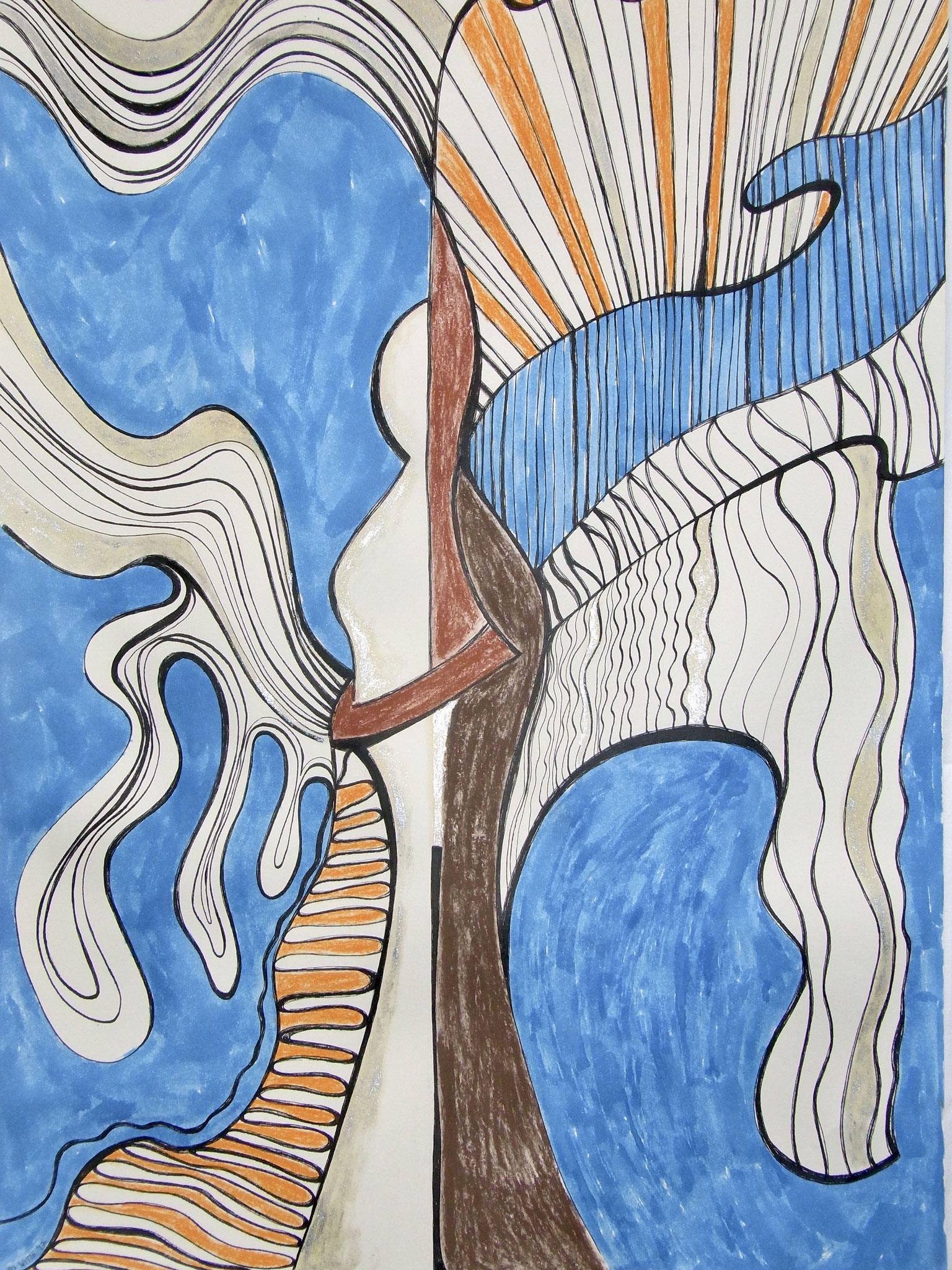 Dualität, 42x60cm, Tusche Aquarell Pastellkreide, Aluminiumoxid