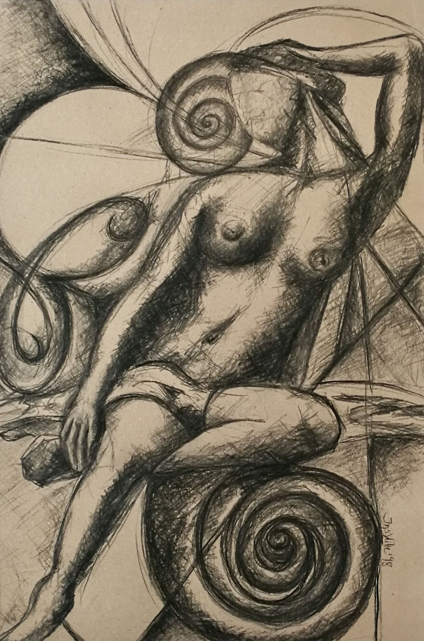 Muse, 56x84cm, Kohle