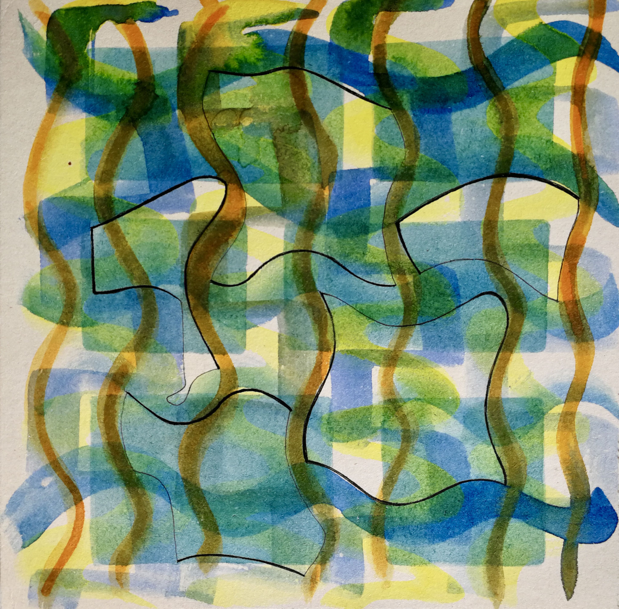 Klang, 20x20cm, Aquarell, Tusche auf Finnpappe