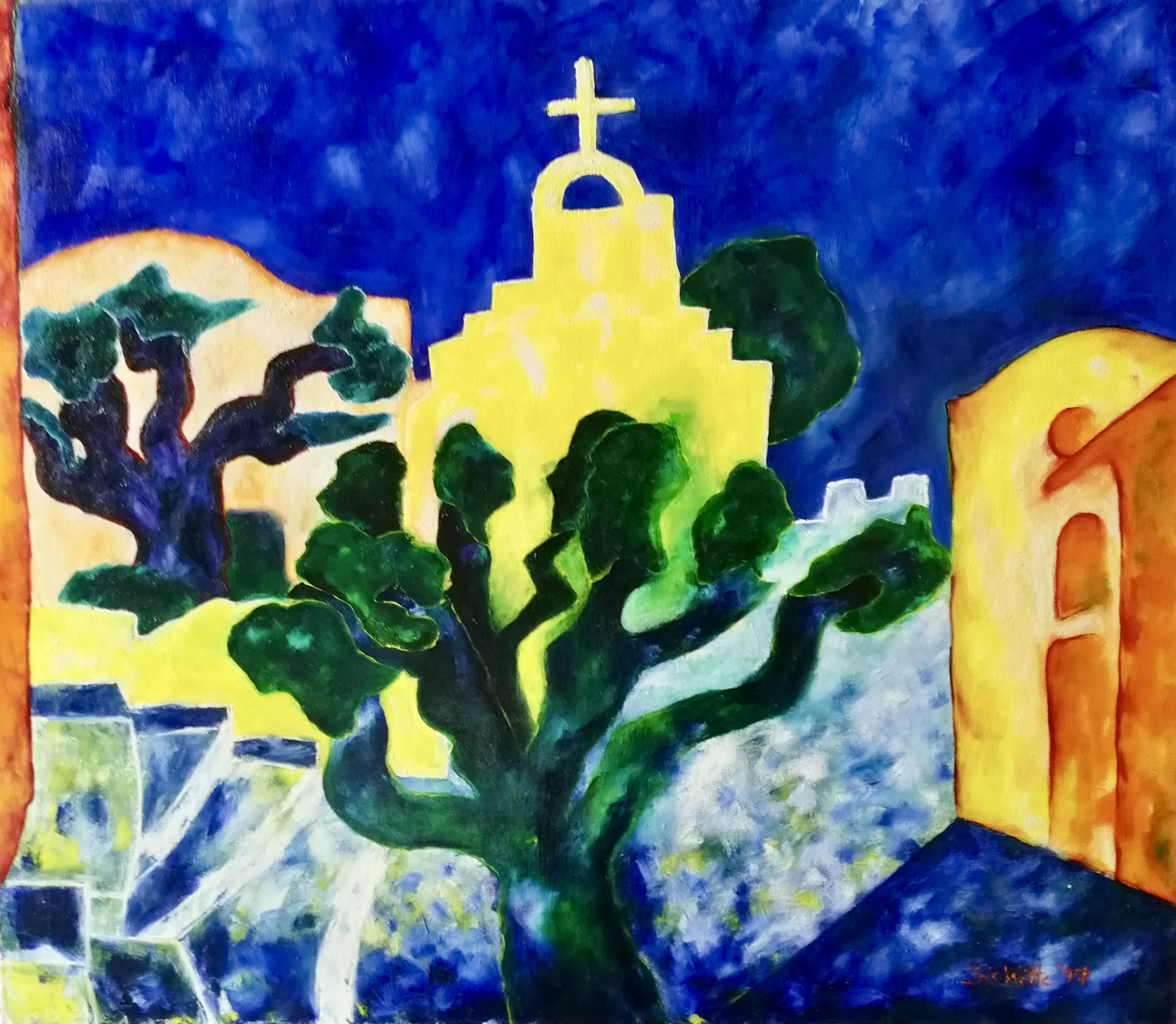 Im Süden, 75x65cm, Ölfarbe auf Leinwand, 1997