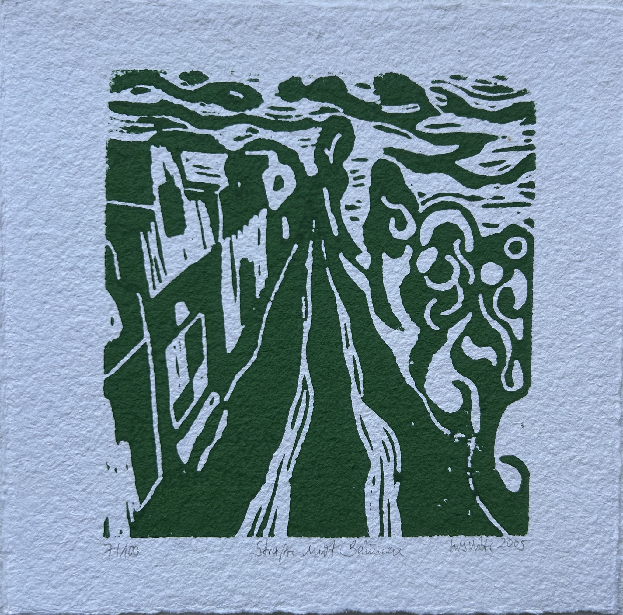 Straße mit Bäumen, 14x15cm, 2005