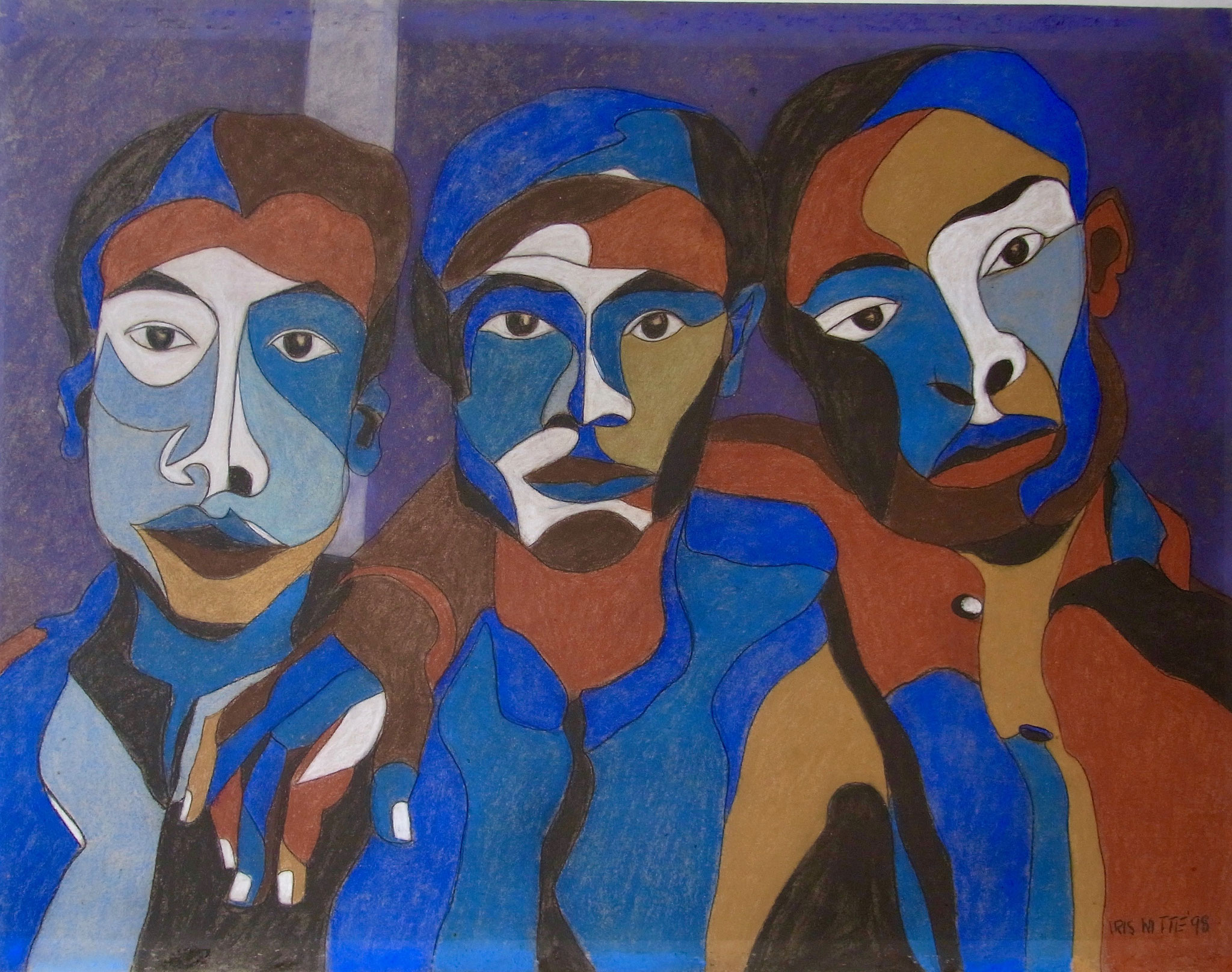 Drei Freunde, 42x59,4cm, Pastellkreide auf Papier