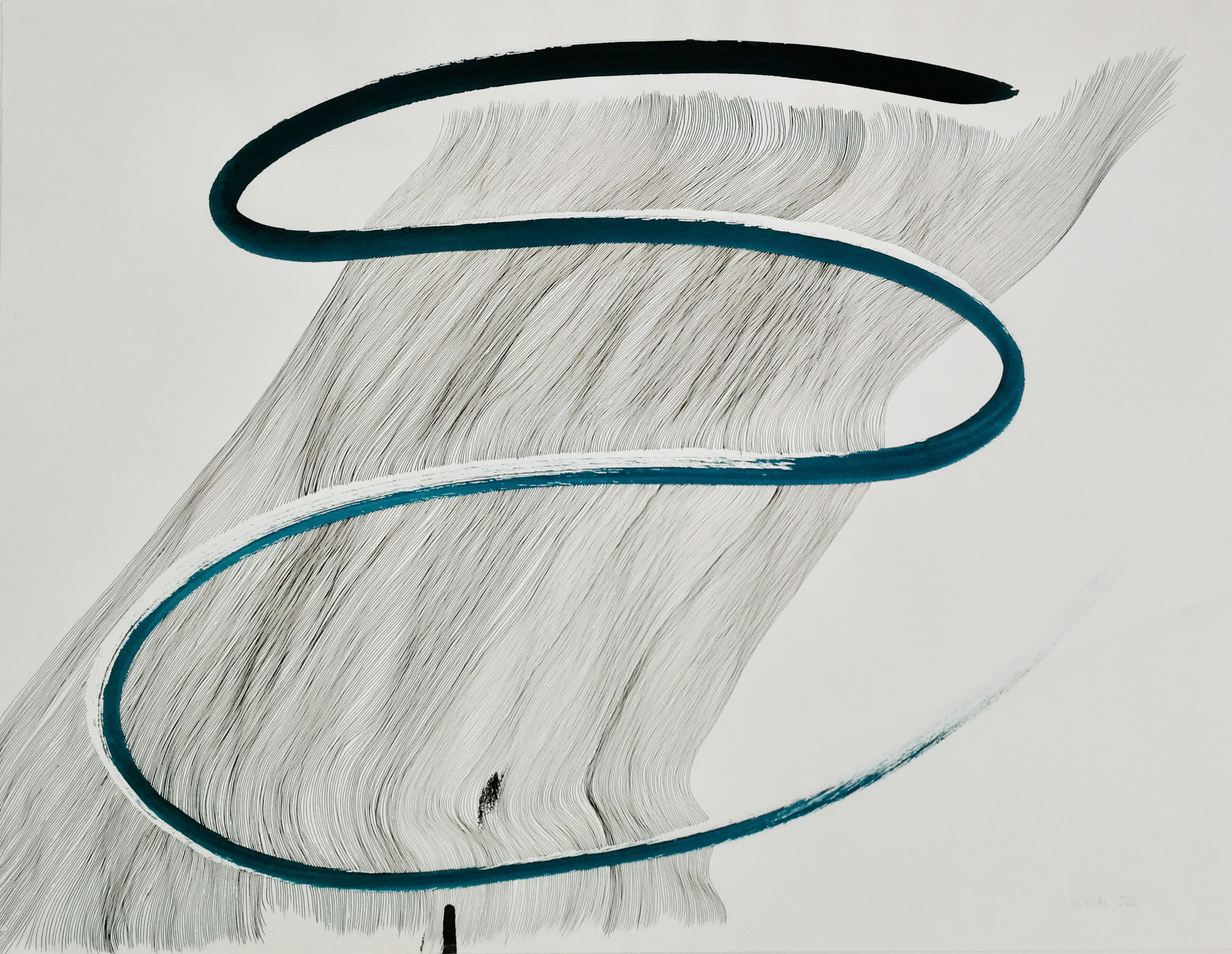 Fließen No2, 50x65cm, Federzeichnung, Tusche, 2022