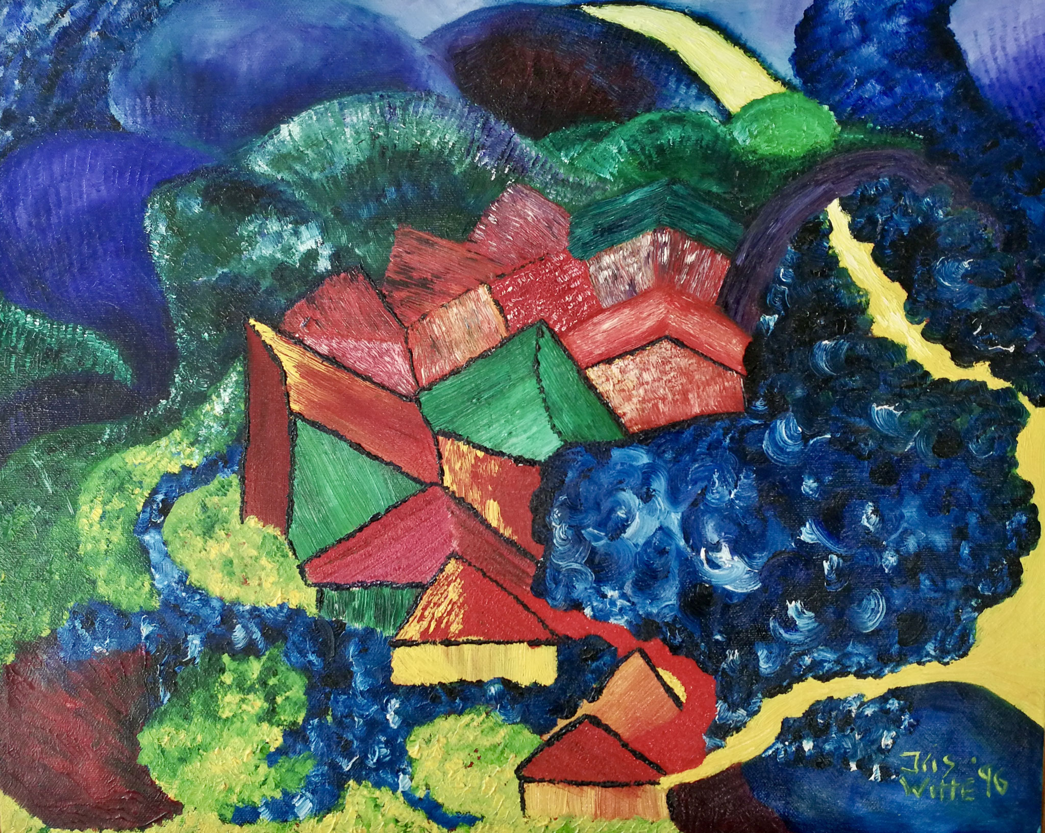 Im Tal, 50x50cm, Ölfarbe auf Leinwand