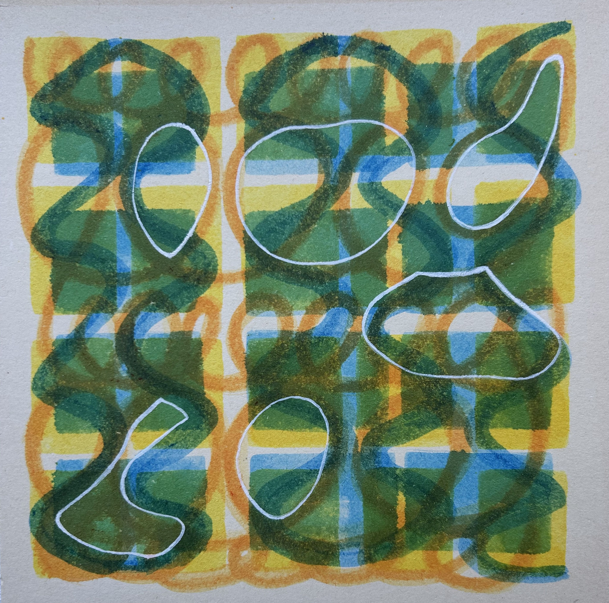Fokus No 3, 20x20cm, Aquarell, Tusche auf Finnpappe, 2025