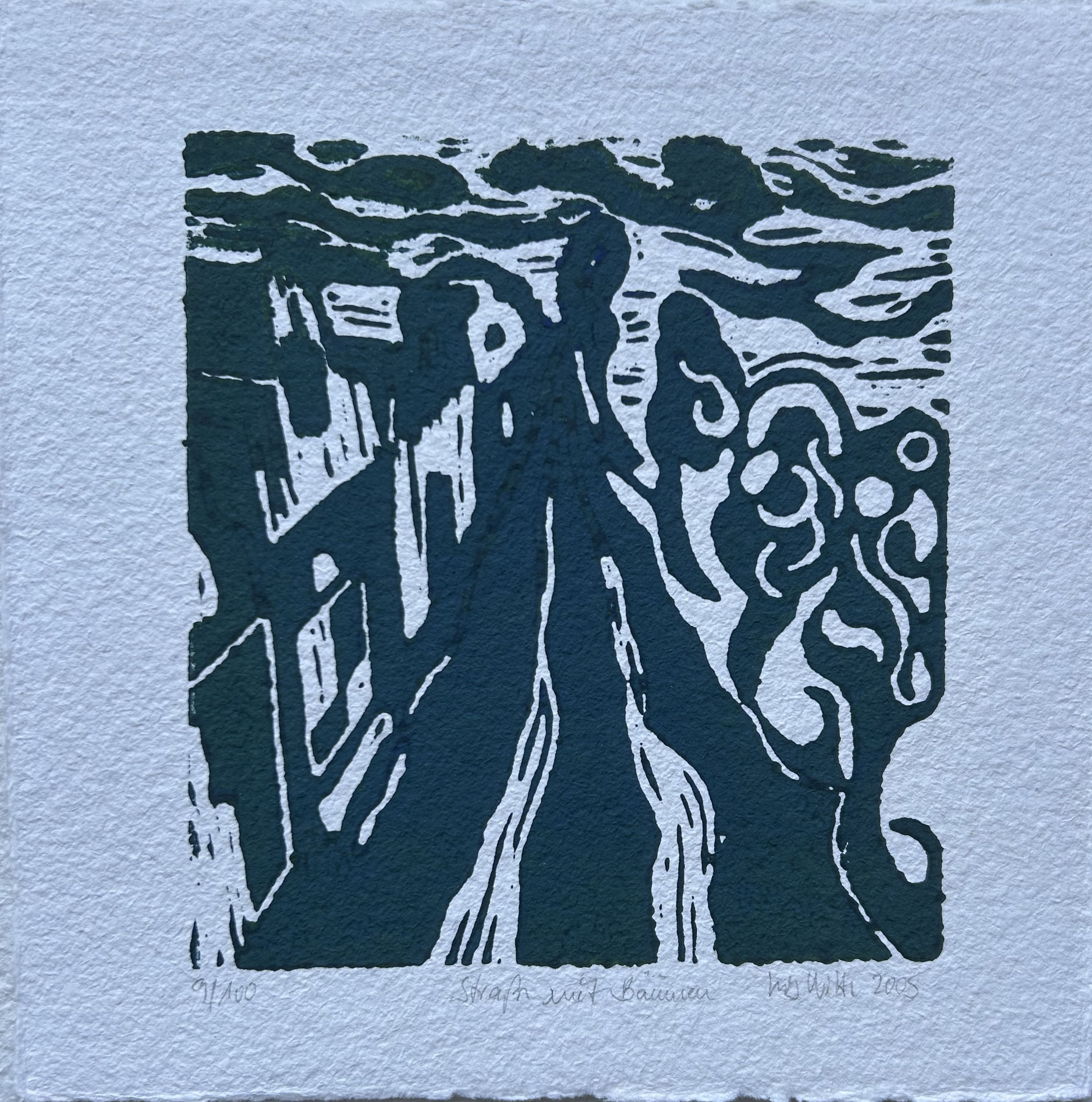 Straße mit Bäumen, 14x15cm, 2005