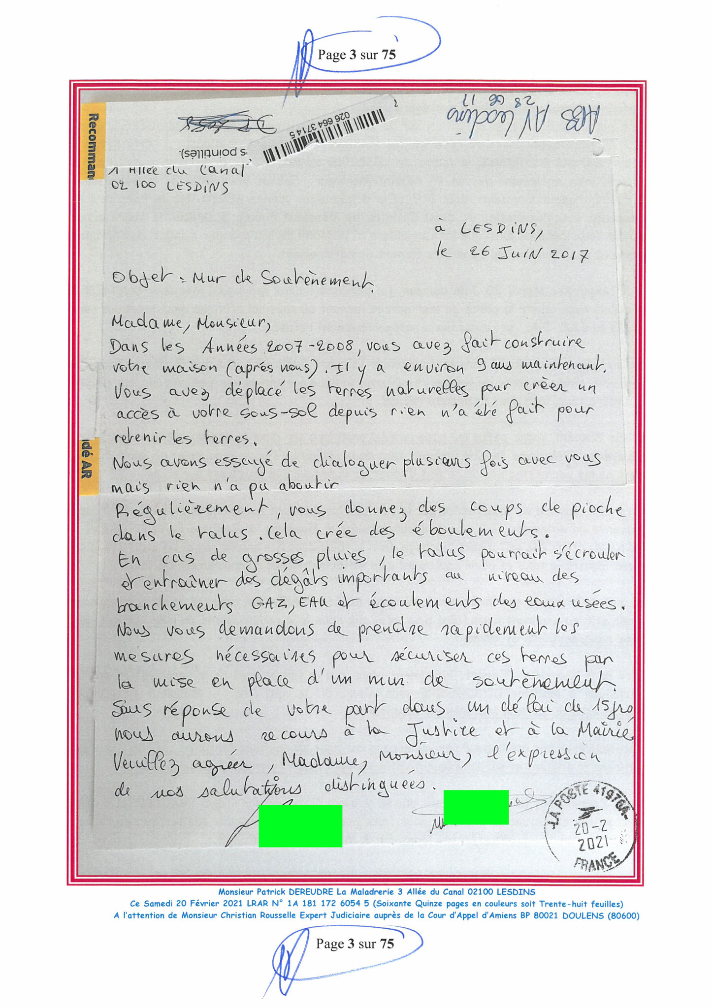 Pièce N°9f) Page 03sur75 AFFAIRE CRIMINELLE «MES CHERS VOISINS» SIGNIFICATION DE JUGEMENT, Violences, Extorsion de Fonds, Tentative Extorsion de Fonds, Maître Marc ANTONINI à l'œuvre et ce avec la bénédiction de nos Institutions www.jesuispatrick.fr