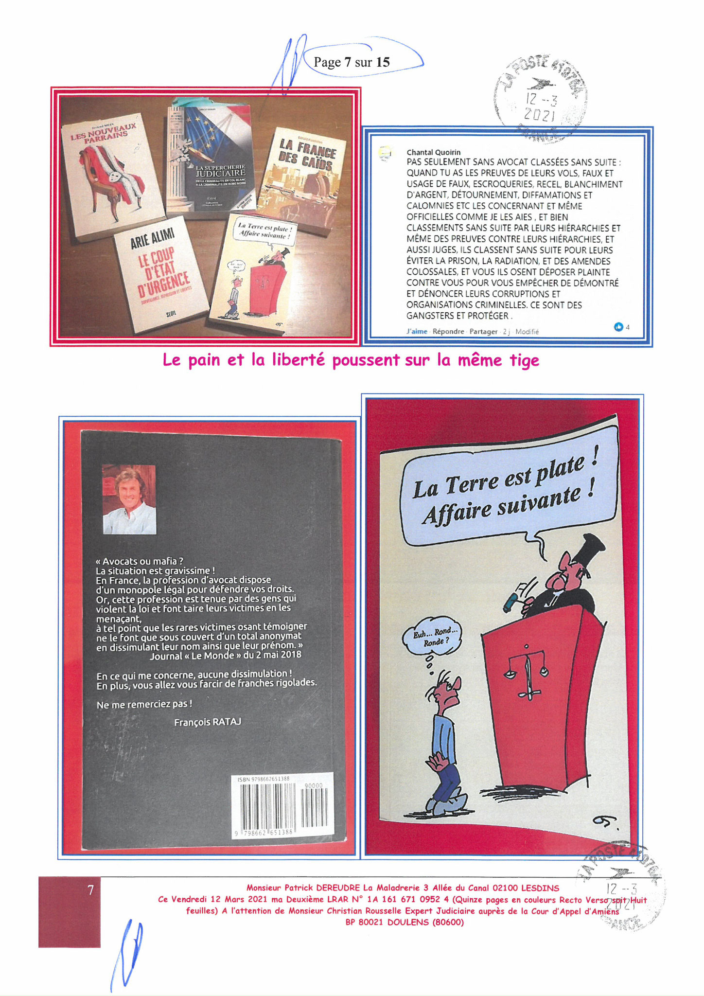 Pièce N°8e) Page 07sur15 AFFAIRE CRIMINELLE «MES CHERS VOISINS» SIGNIFICATION DE JUGEMENT, Violences, Extorsion de Fonds, Tentative Extorsion de Fonds, Maître Marc ANTONINI à l'œuvre et ce avec la bénédiction de nos Institutions www.jesuispatrick.fr