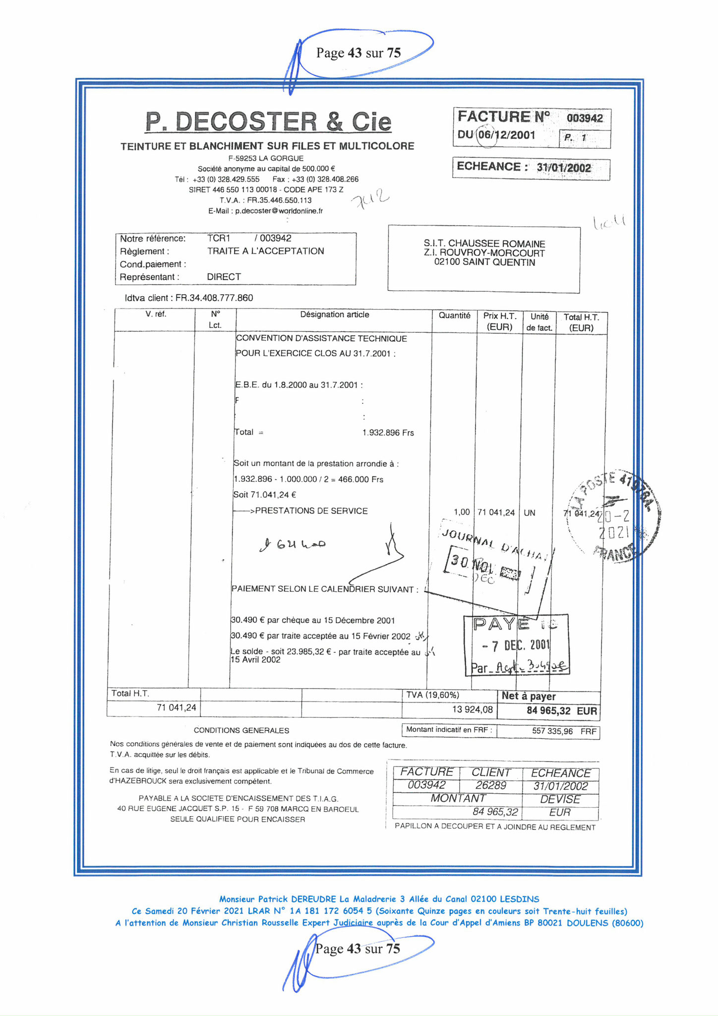 Pièce N°11f) Page 43sur75 AFFAIRE CRIMINELLE «MES CHERS VOISINS» SIGNIFICATION DE JUGEMENT, Violences, Extorsion de Fonds, Tentative Extorsion de Fonds, Maître Marc ANTONINI à l'œuvre et ce avec la bénédiction de nos Institutions www.jesuispatrick.fr