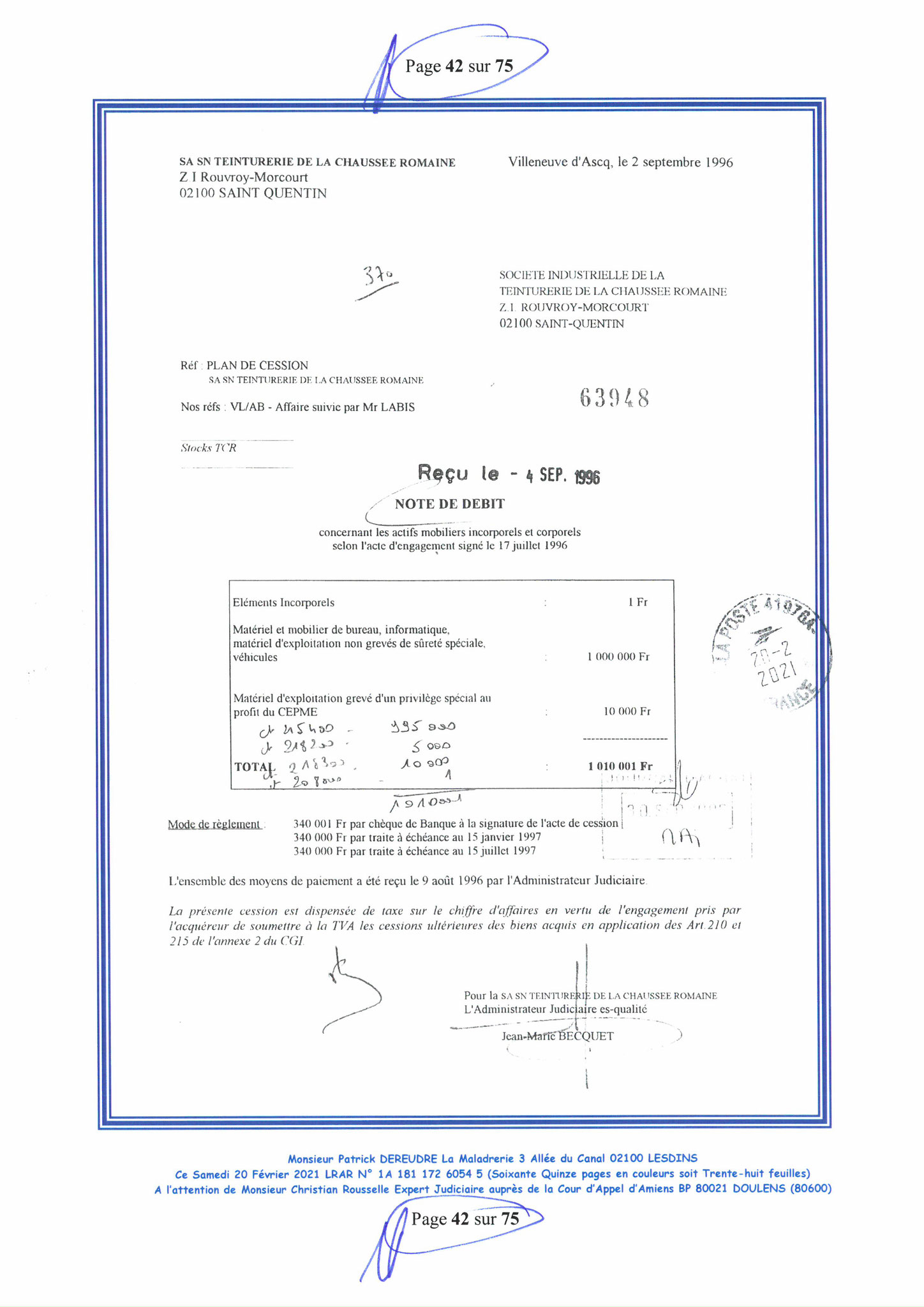 Pièce N°11f) Page 42sur75 AFFAIRE CRIMINELLE «MES CHERS VOISINS» SIGNIFICATION DE JUGEMENT, Violences, Extorsion de Fonds, Tentative Extorsion de Fonds, Maître Marc ANTONINI à l'œuvre et ce avec la bénédiction de nos Institutions www.jesuispatrick.fr