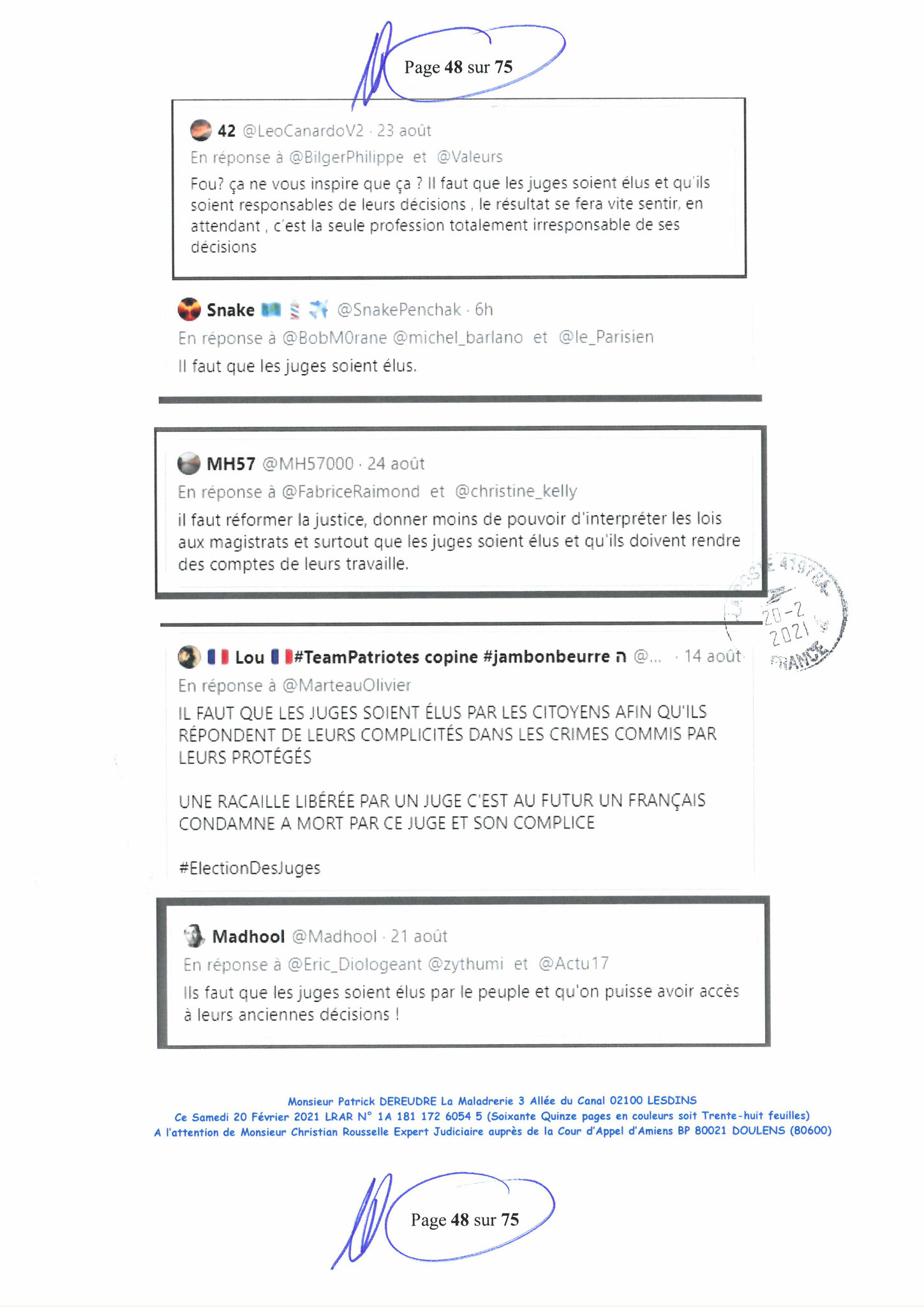 Pièce N°11f) Page 48sur75 AFFAIRE CRIMINELLE «MES CHERS VOISINS» SIGNIFICATION DE JUGEMENT, Violences, Extorsion de Fonds, Tentative Extorsion de Fonds, Maître Marc ANTONINI à l'œuvre et ce avec la bénédiction de nos Institutions www.jesuispatrick.fr