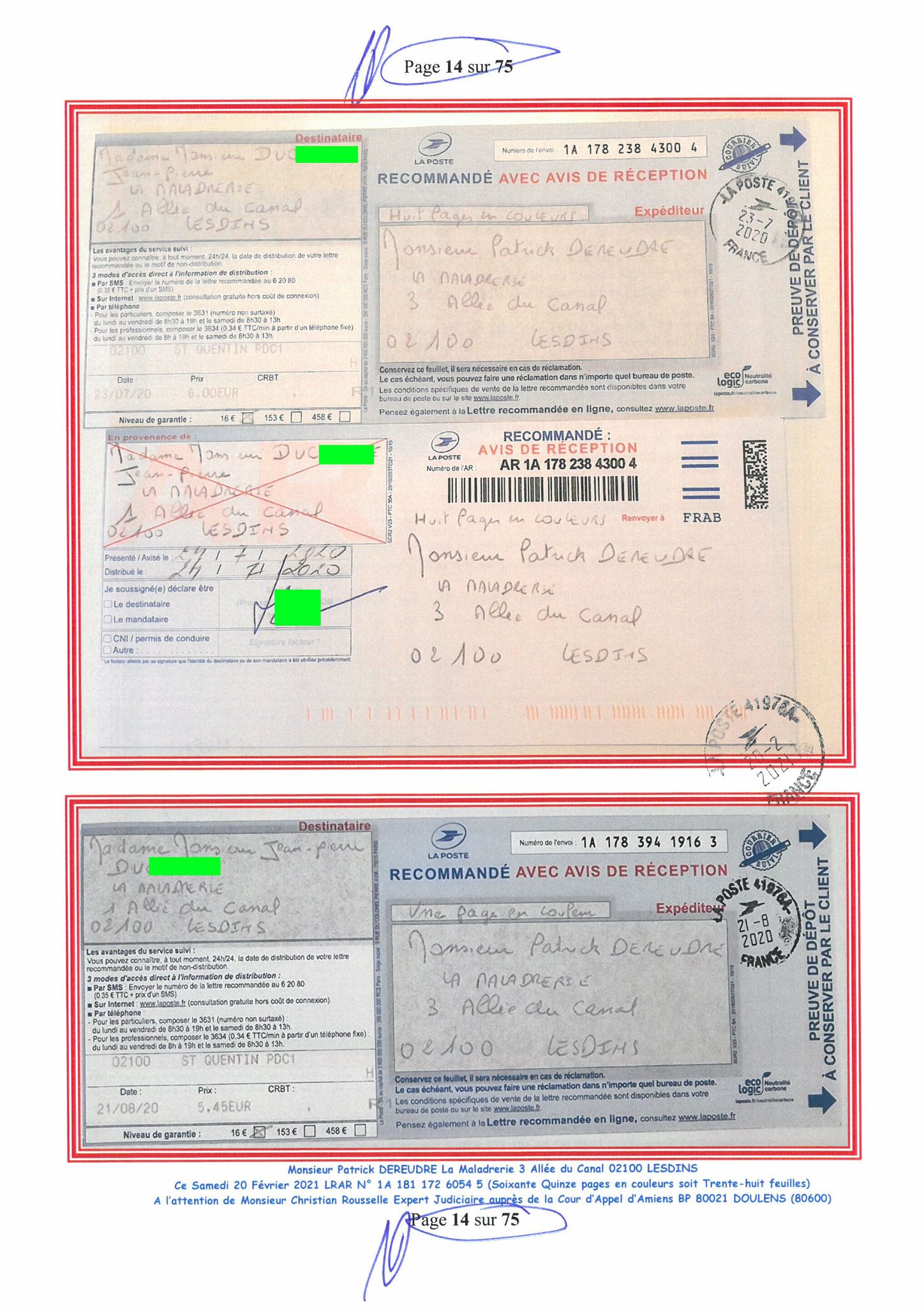 Pièce N°9f) Page 14sur75 AFFAIRE CRIMINELLE «MES CHERS VOISINS» SIGNIFICATION DE JUGEMENT, Violences, Extorsion de Fonds, Tentative Extorsion de Fonds, Maître Marc ANTONINI à l'œuvre et ce avec la bénédiction de nos Institutions www.jesuispatrick.fr