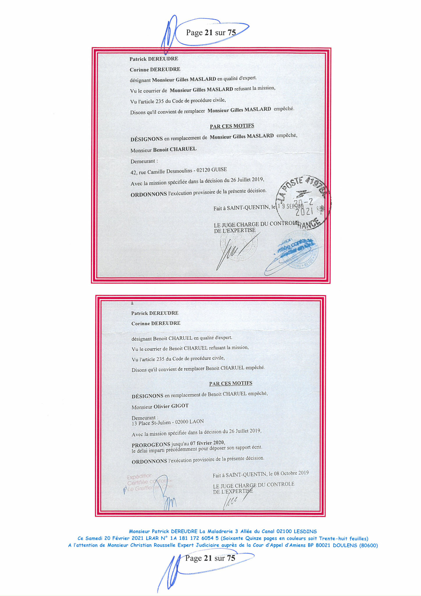 Pièce N°10f) Page 21sur75 AFFAIRE CRIMINELLE «MES CHERS VOISINS» SIGNIFICATION DE JUGEMENT, Violences, Extorsion de Fonds, Tentative Extorsion de Fonds, Maître Marc ANTONINI à l'œuvre et ce avec la bénédiction de nos Institutions www.jesuispatrick.fr