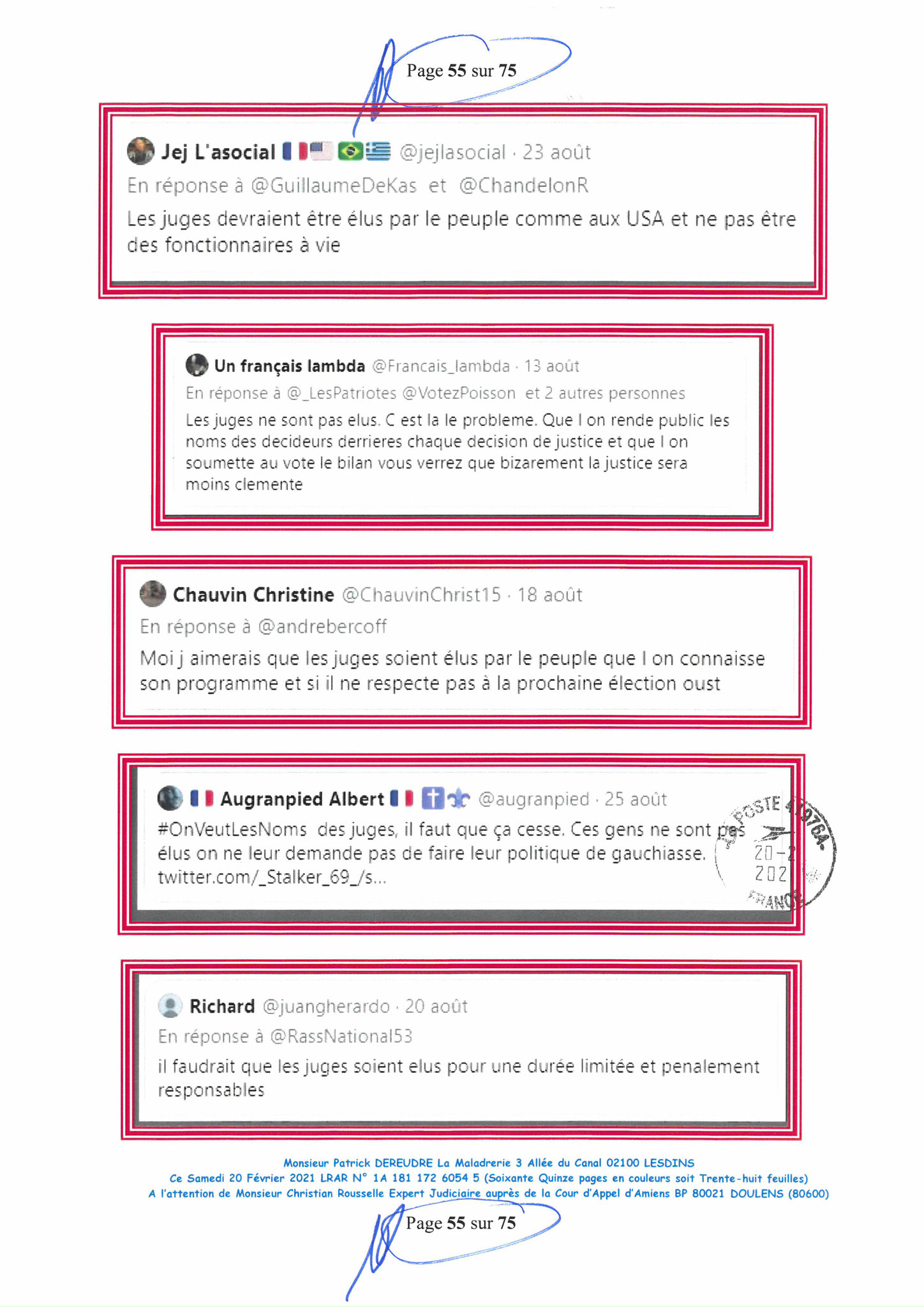 Pièce N°12f) Page 55sur75 AFFAIRE CRIMINELLE «MES CHERS VOISINS» SIGNIFICATION DE JUGEMENT, Violences, Extorsion de Fonds, Tentative Extorsion de Fonds, Maître Marc ANTONINI à l'œuvre et ce avec la bénédiction de nos Institutions www.jesuispatrick.fr