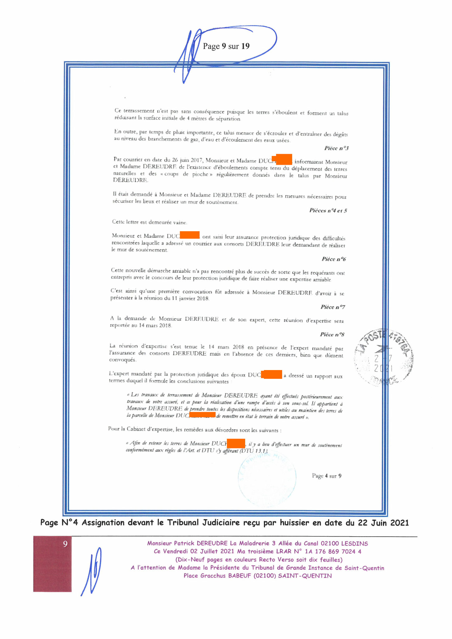 Ma lettre du 02 Juillet 2021 adressée au TRIBUNAL DE GRANDE INSTANCE de SAINT-QUENTIN  sans réponse situation lourde de conséquences www.jesuisvictime.fr www.jenesuispasunchien.fr www.jesuisenvie.fr ALERTE ROUGE TRISTE FRANCE CORRUPTION GENERALISEE EN FRA