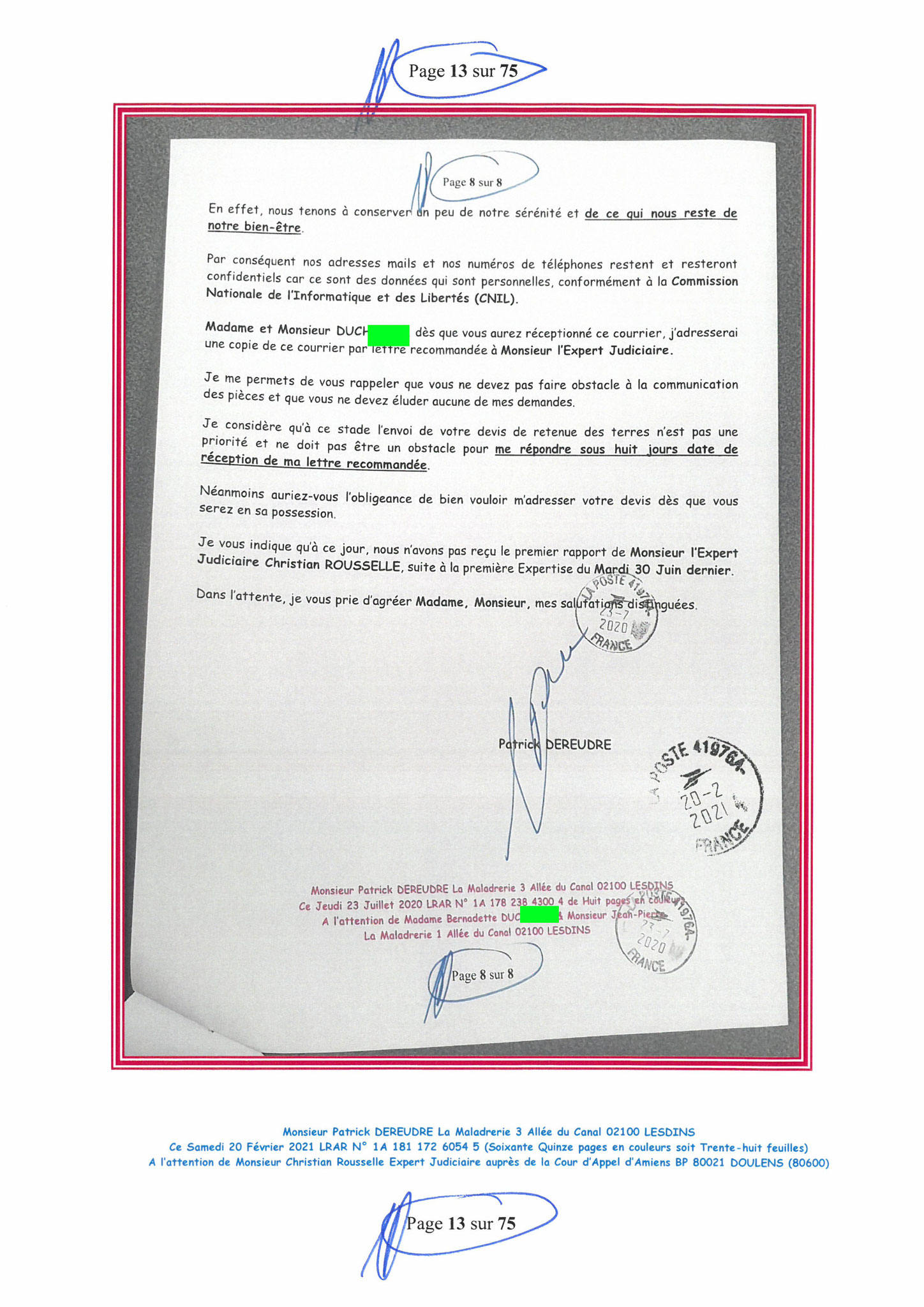 Pièce N°9f) Page 13sur75 AFFAIRE CRIMINELLE «MES CHERS VOISINS» SIGNIFICATION DE JUGEMENT, Violences, Extorsion de Fonds, Tentative Extorsion de Fonds, Maître Marc ANTONINI à l'œuvre et ce avec la bénédiction de nos Institutions www.jesuispatrick.fr