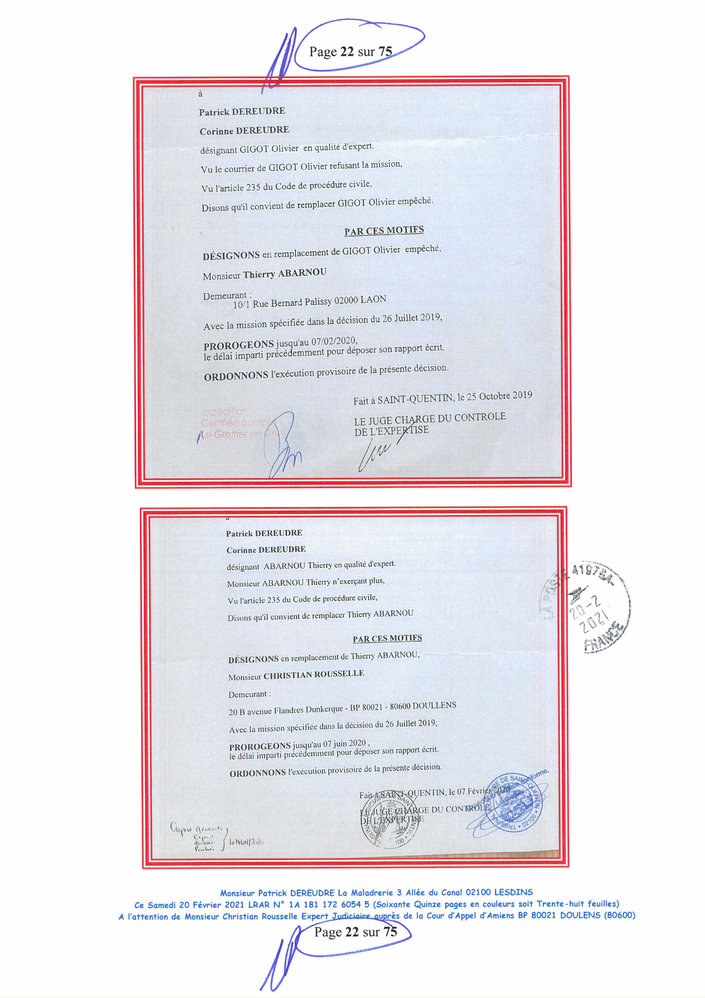 Pièce N°10f) Page 22sur75 AFFAIRE CRIMINELLE «MES CHERS VOISINS» SIGNIFICATION DE JUGEMENT, Violences, Extorsion de Fonds, Tentative Extorsion de Fonds, Maître Marc ANTONINI à l'œuvre et ce avec la bénédiction de nos Institutions www.jesuispatrick.fr