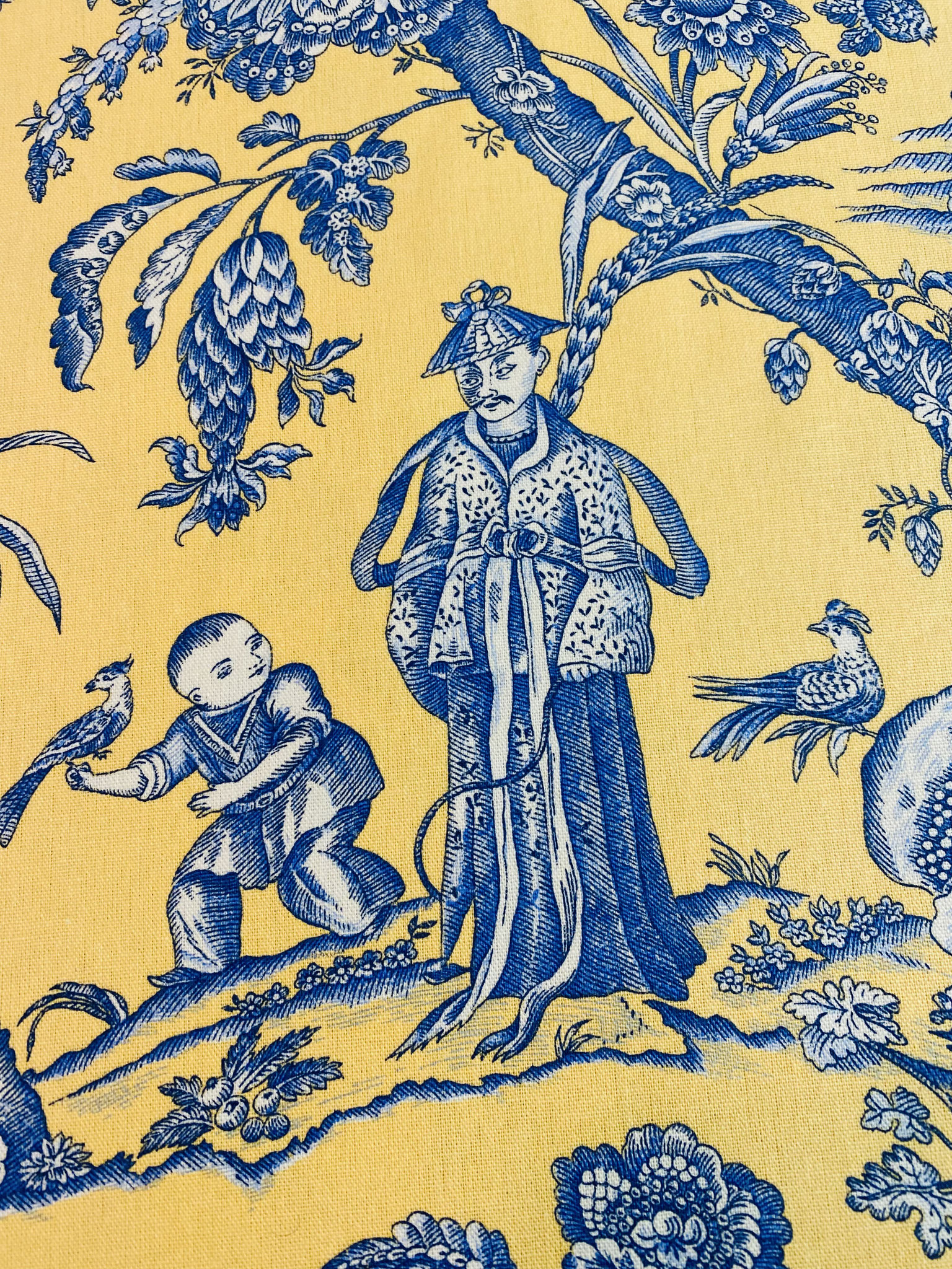 Asiatischer Garten gelb / Blau Detail