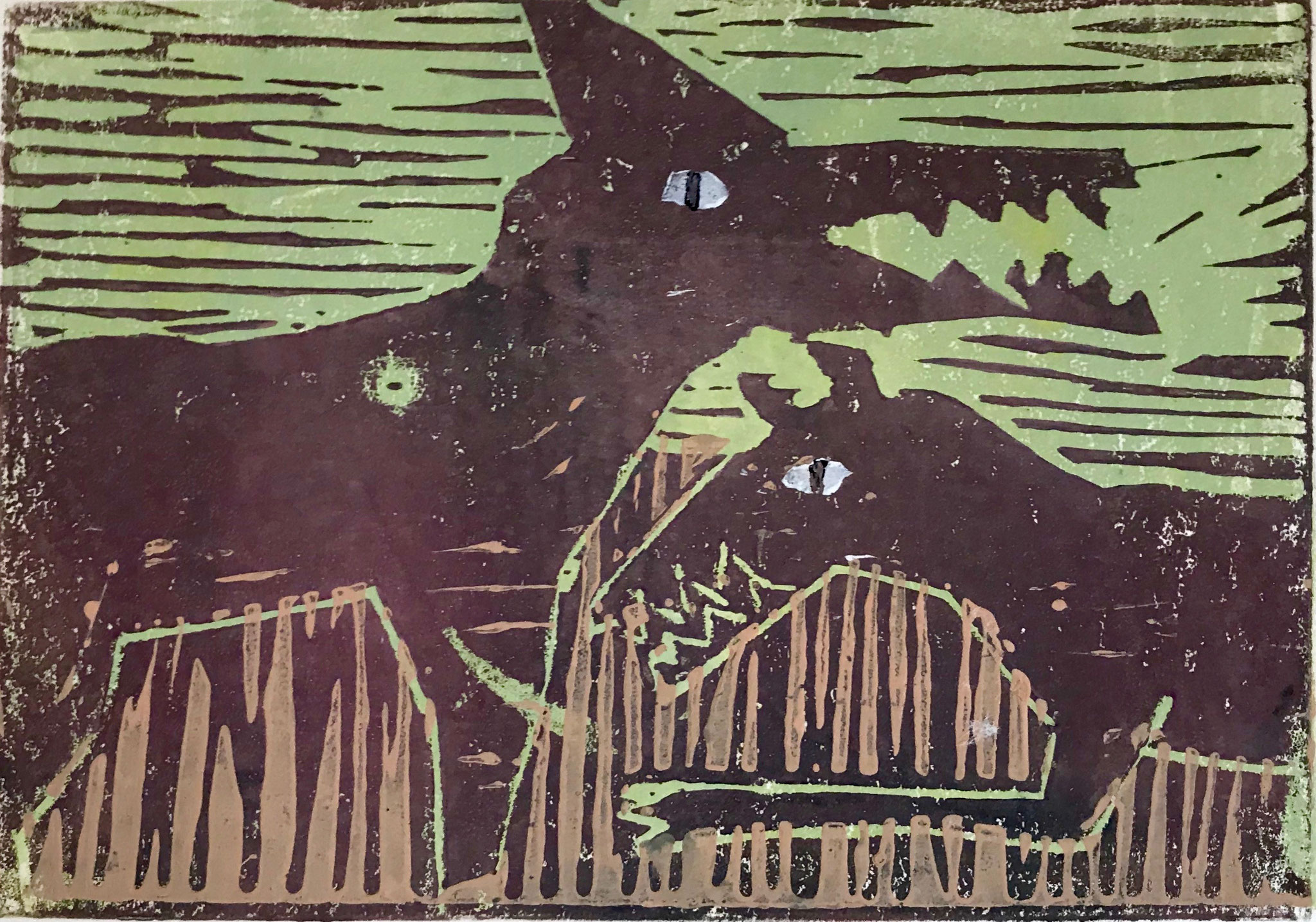 Linolschnitt Hunde 2   10,5x15cm