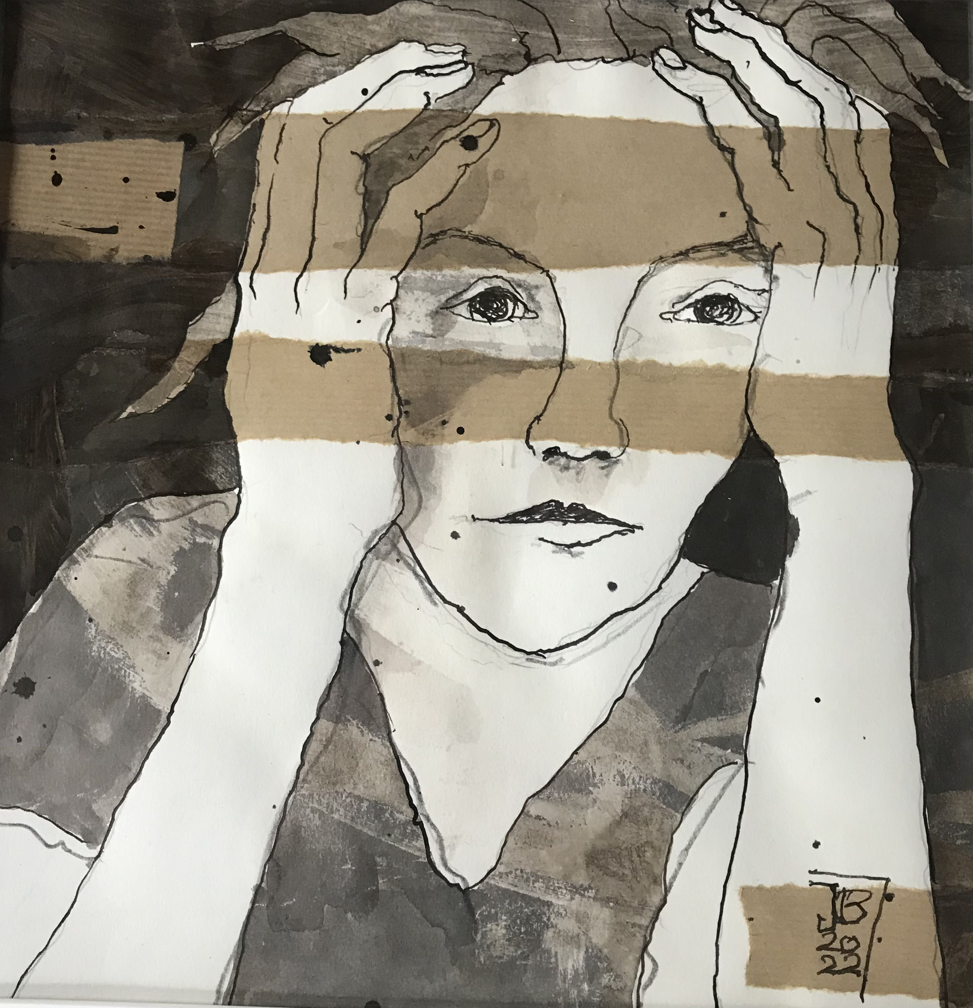 Collage/Tusche 30 x 30