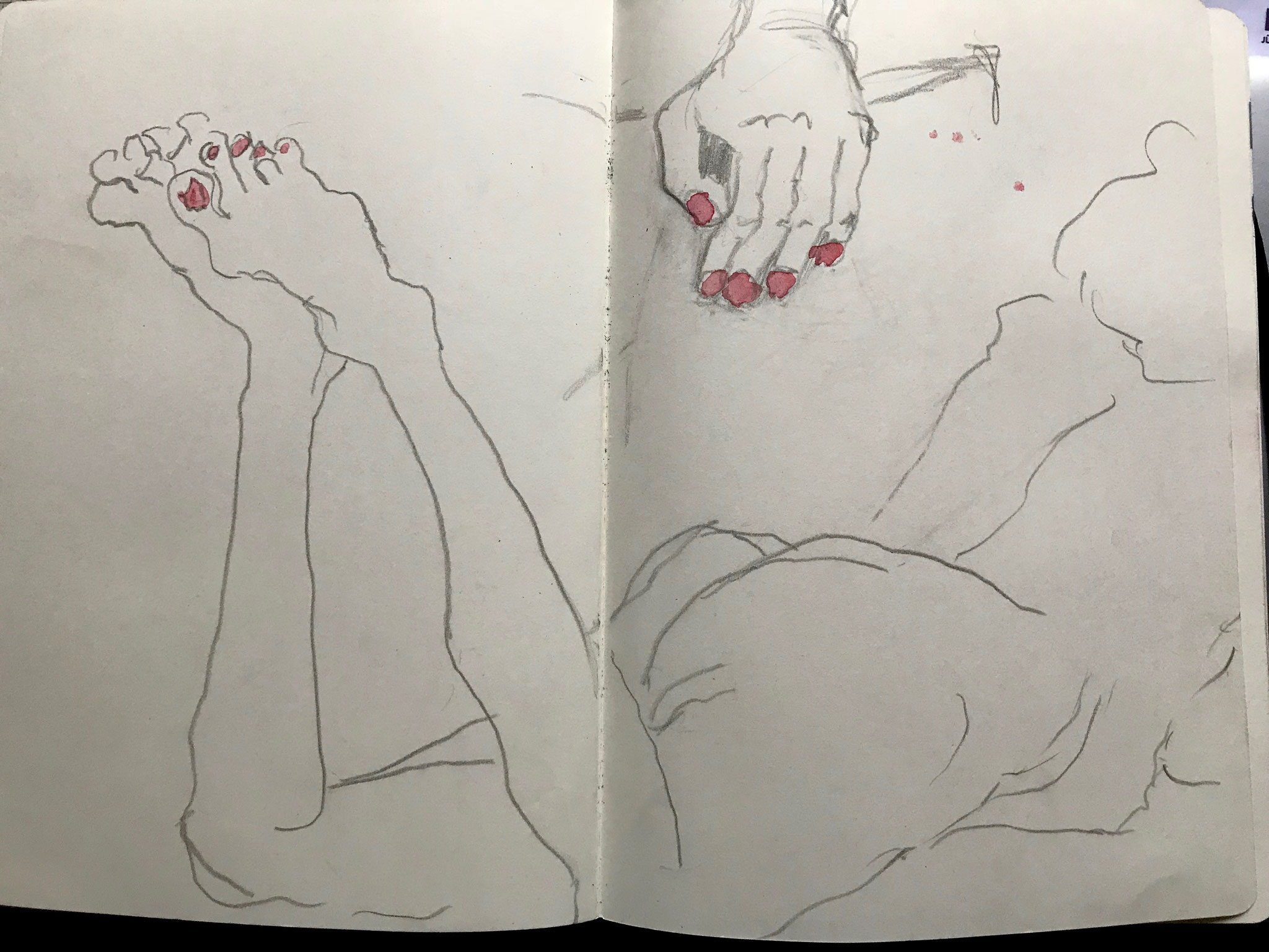 Skizzenbuch, Bleistift und Aquarell
