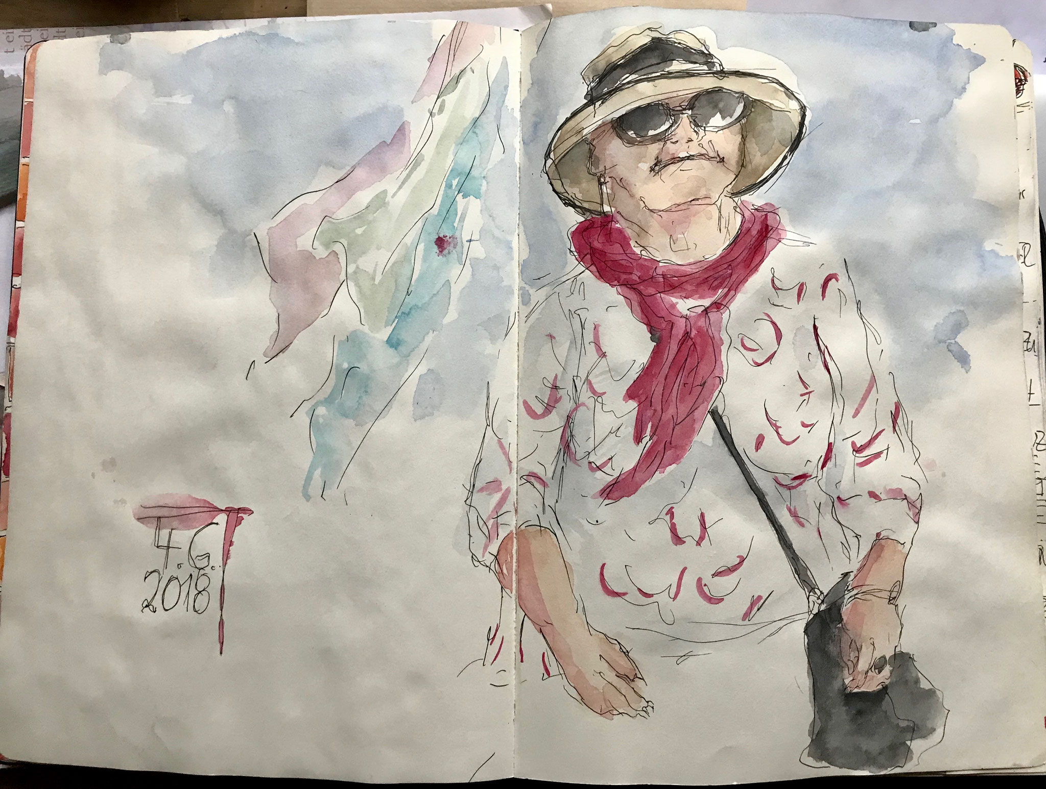 Skizzenbuch, Fineliner und Aquarell