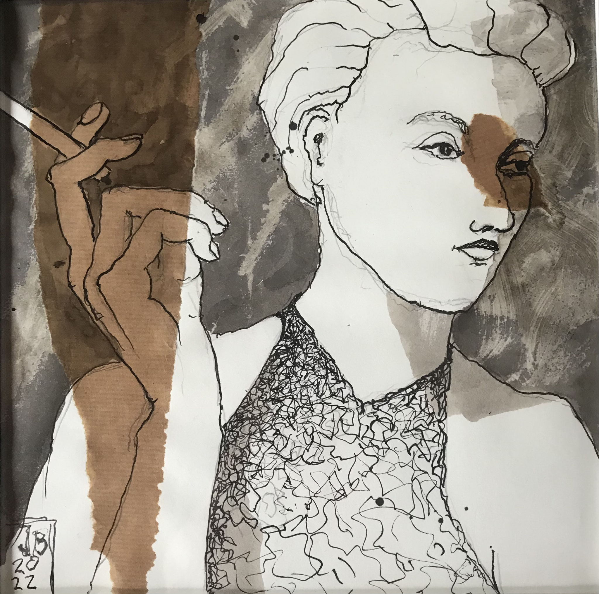 Collage/Tusche 30 x 30