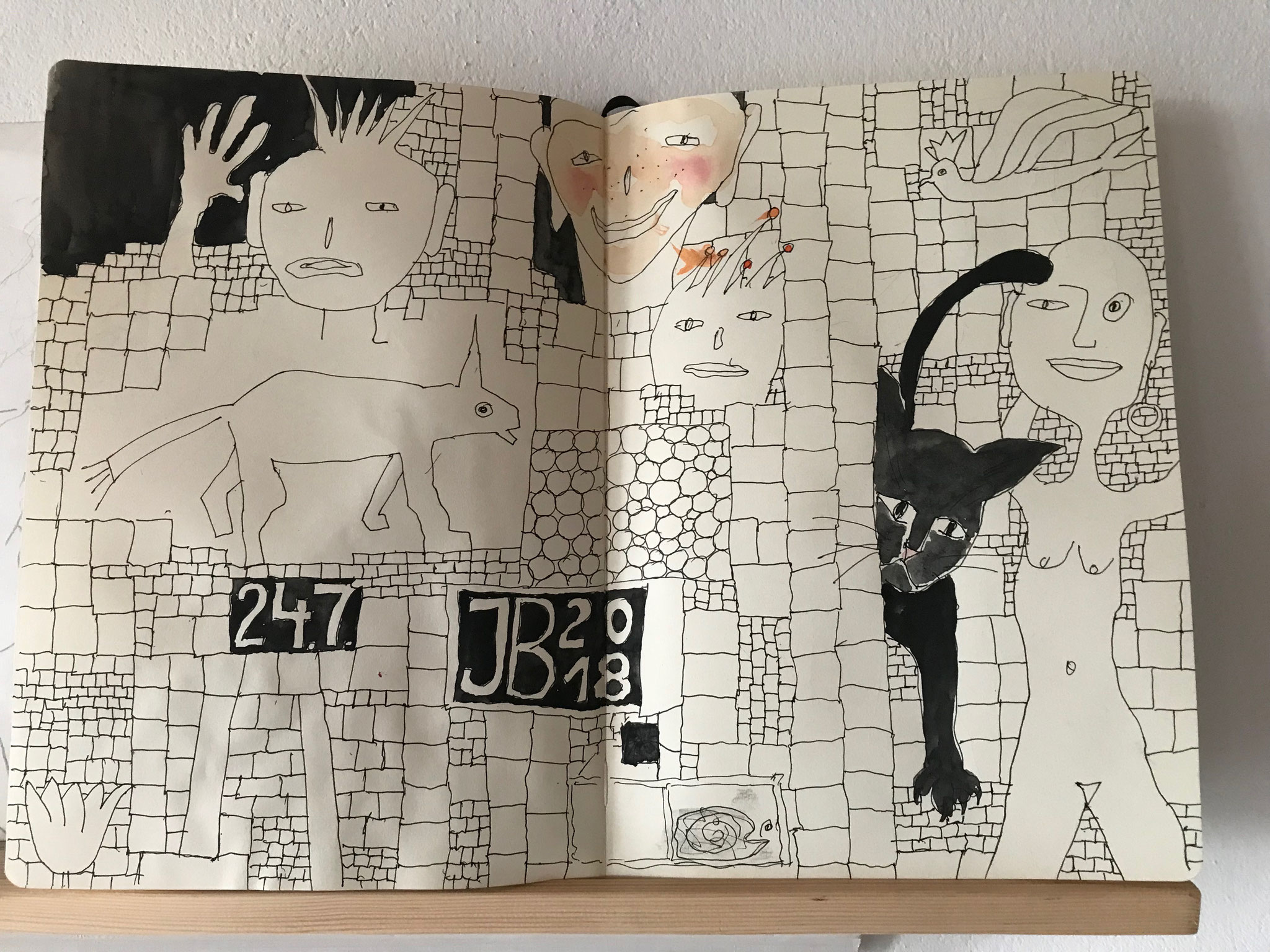 Fineliner und Aquarell 