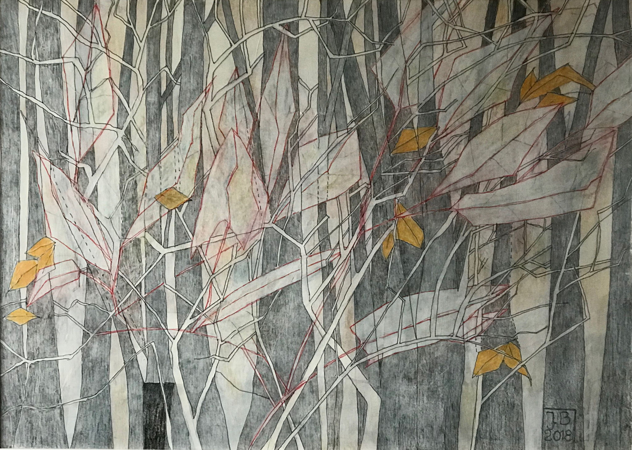 Wald , 50 x 70 cm, Mixed Media auf Papier