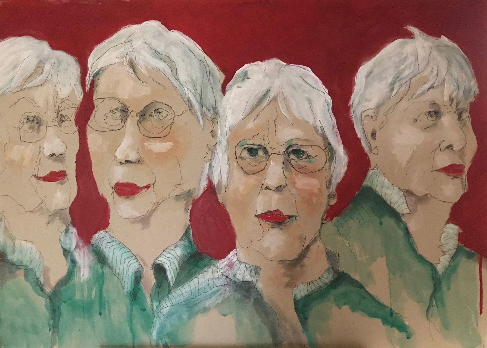 Barbara , 64,5 x 89,5cm, Mixed Media auf Pappe