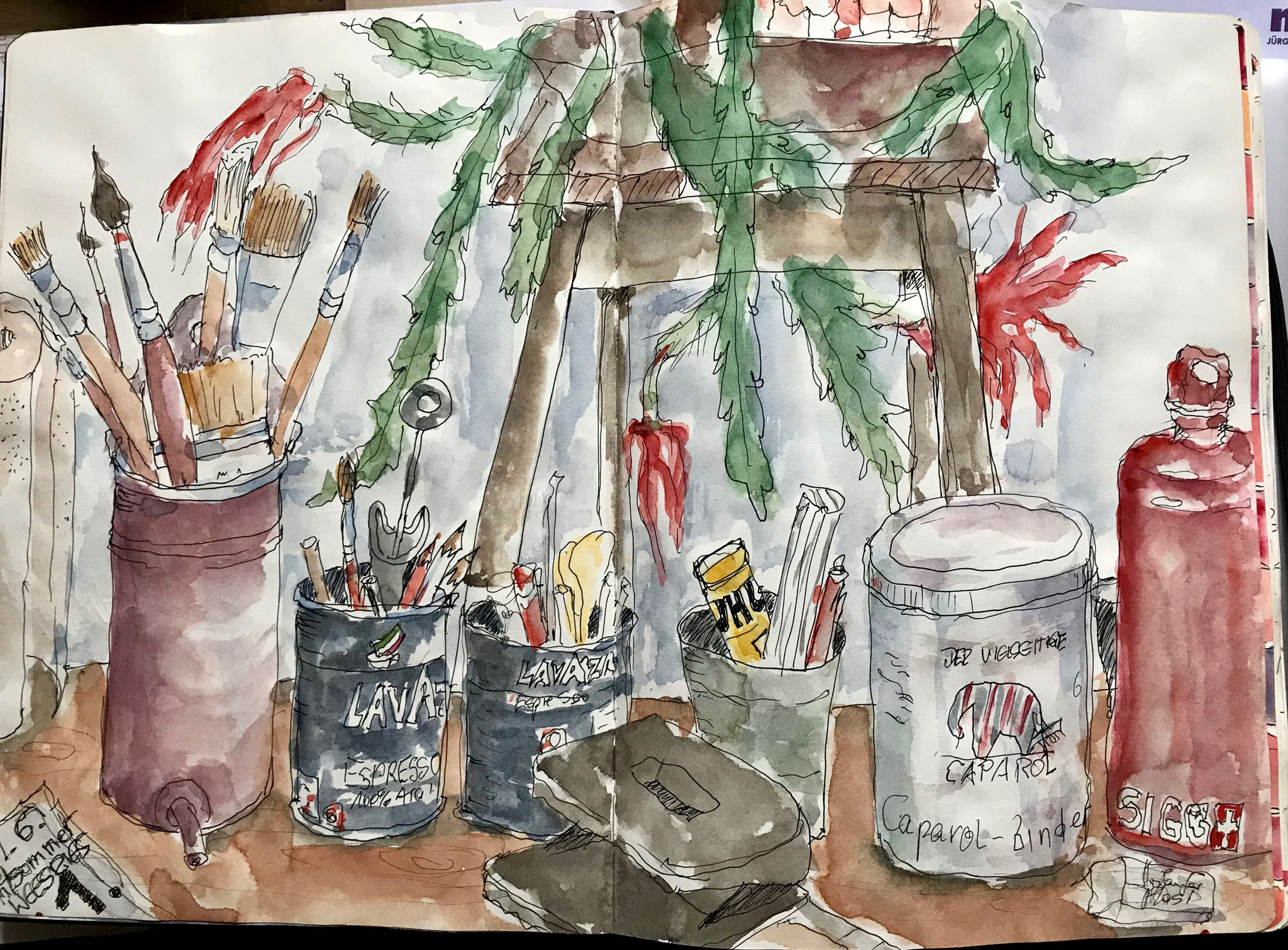 Skizzenbuch, Fineliner un d Aquarell