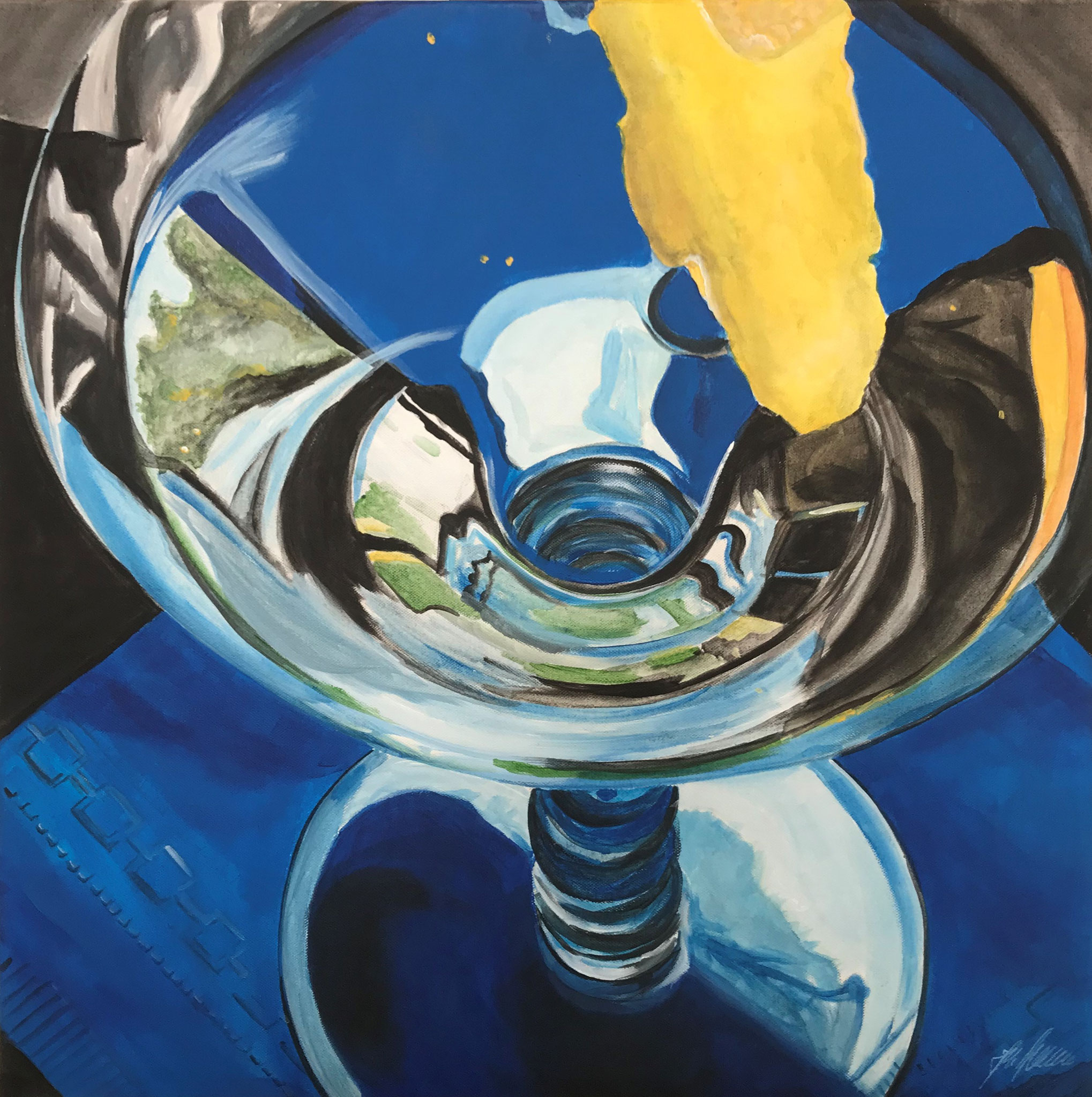 "Martini Lemon" Acryl auf Leinwand 60 x 60 cm.