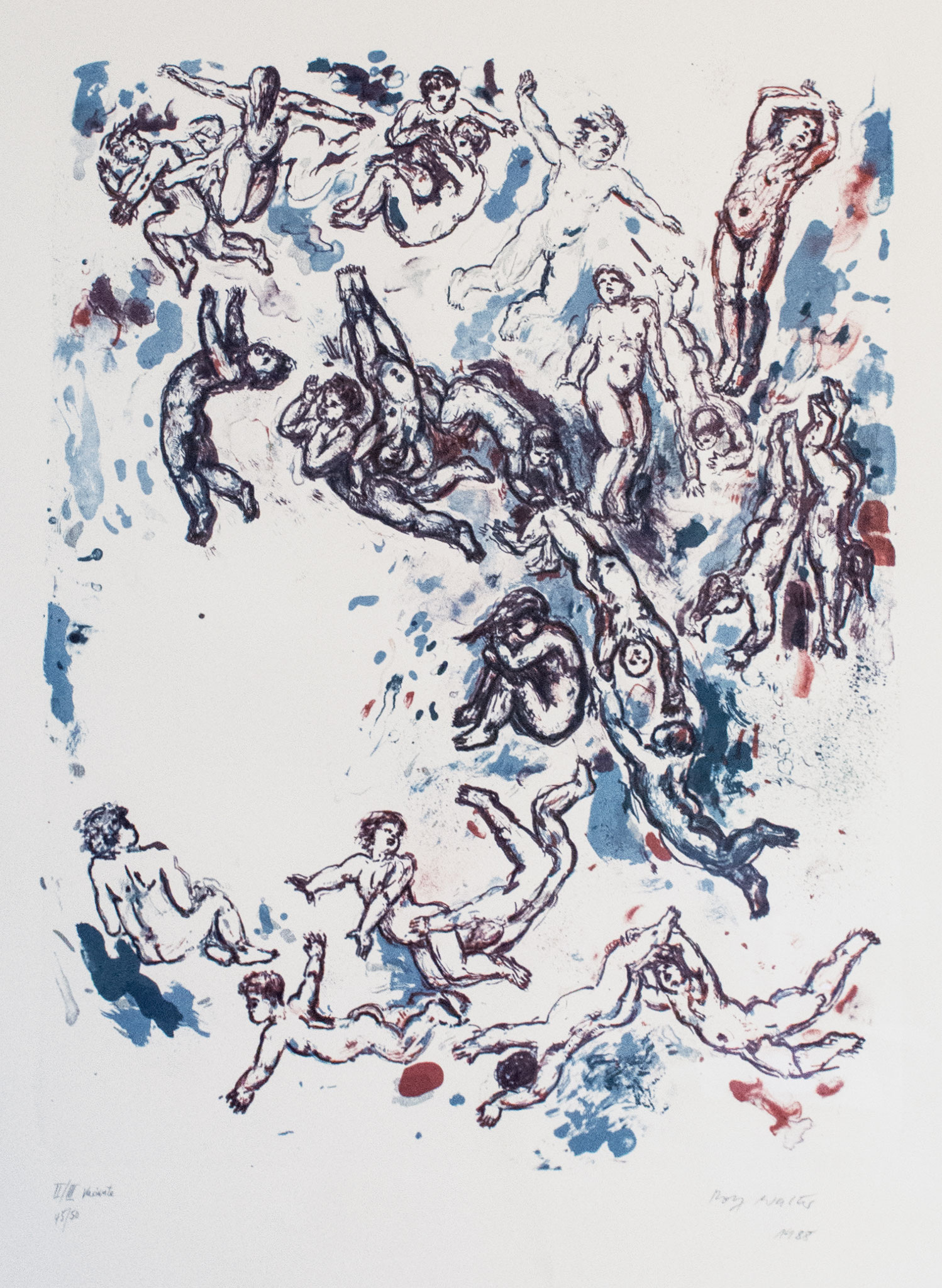 o.T.; 1985, Lithographie, 5 farbig, 60cm x 45 cm