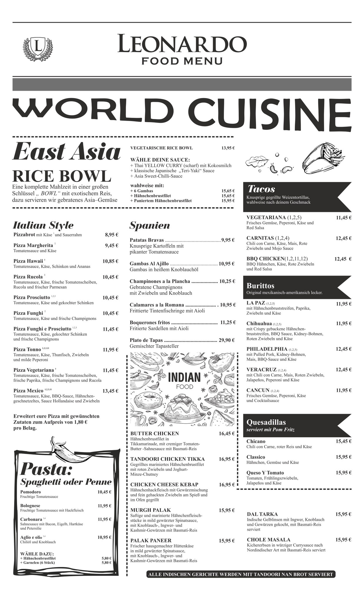 © Cafe Leonardo® Mülheim - Food Menu & Drinks