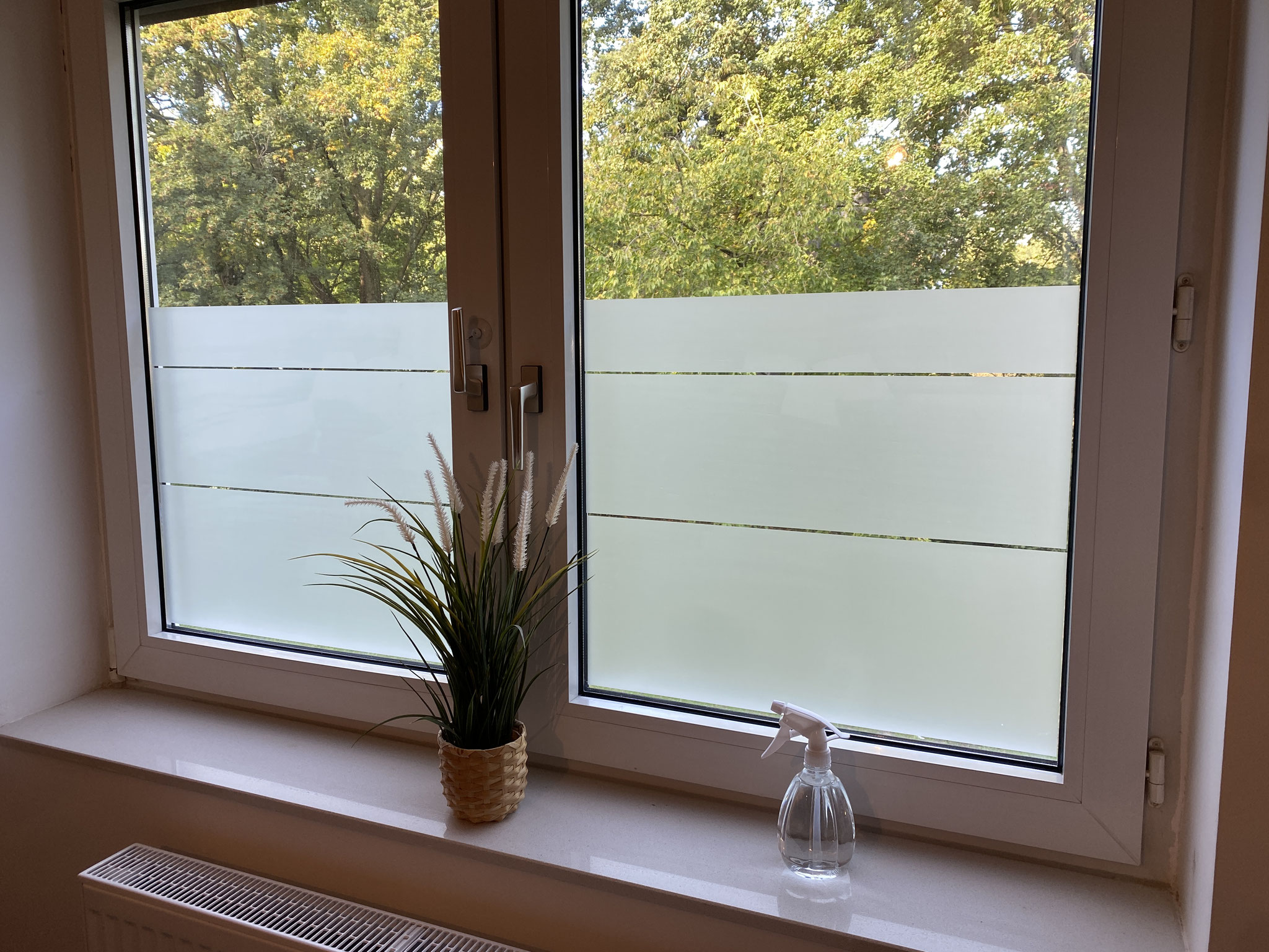 Ich bin gelernte Schilder- und Lichtreklameherstellerin und beklebe auch Fenster mit Glasdekorfolie