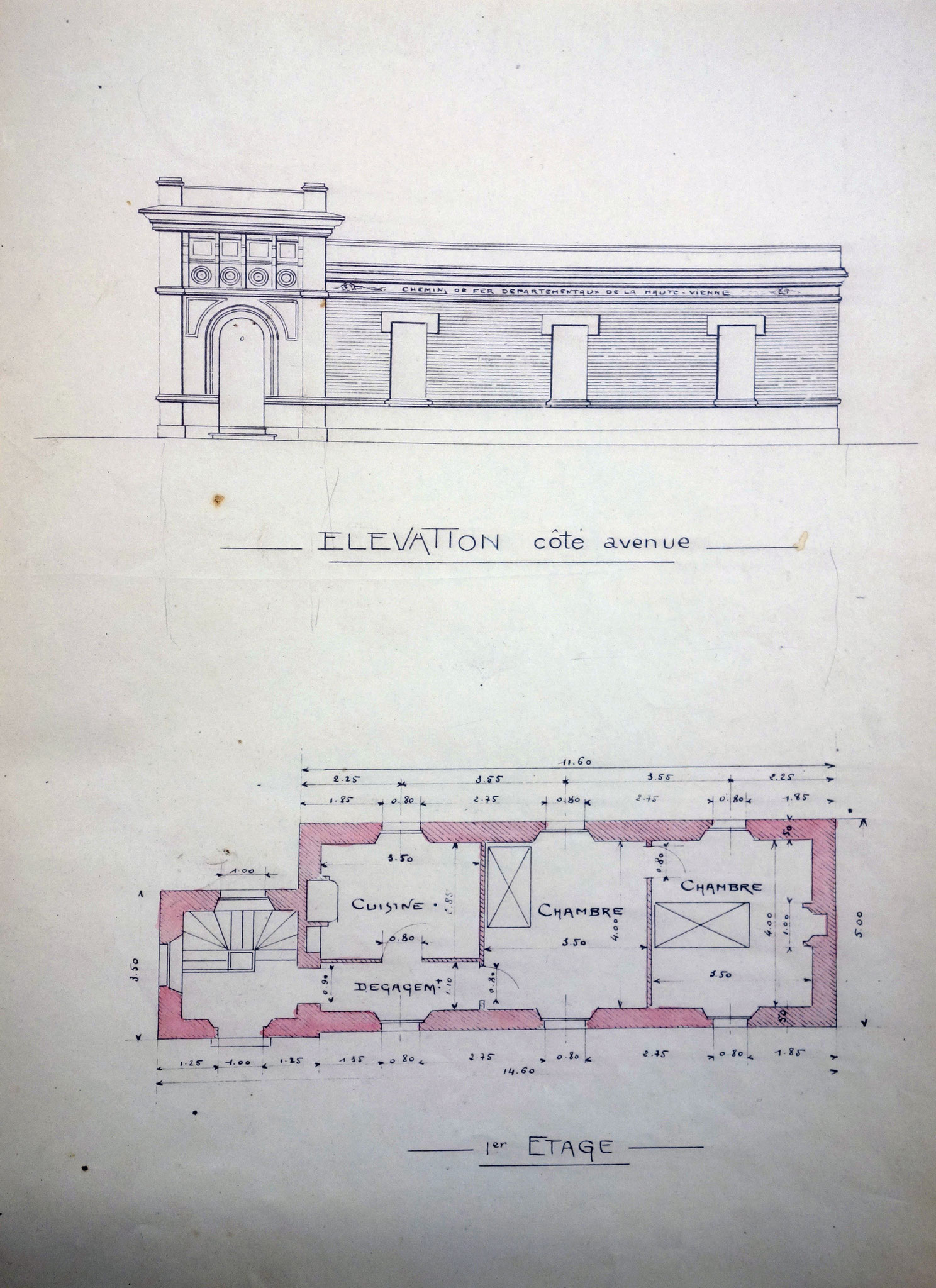 Les plans de rénovation de la gare de tramway en 1921 (non réalisés) - Source : Archives départementales 87 - 5 S 441