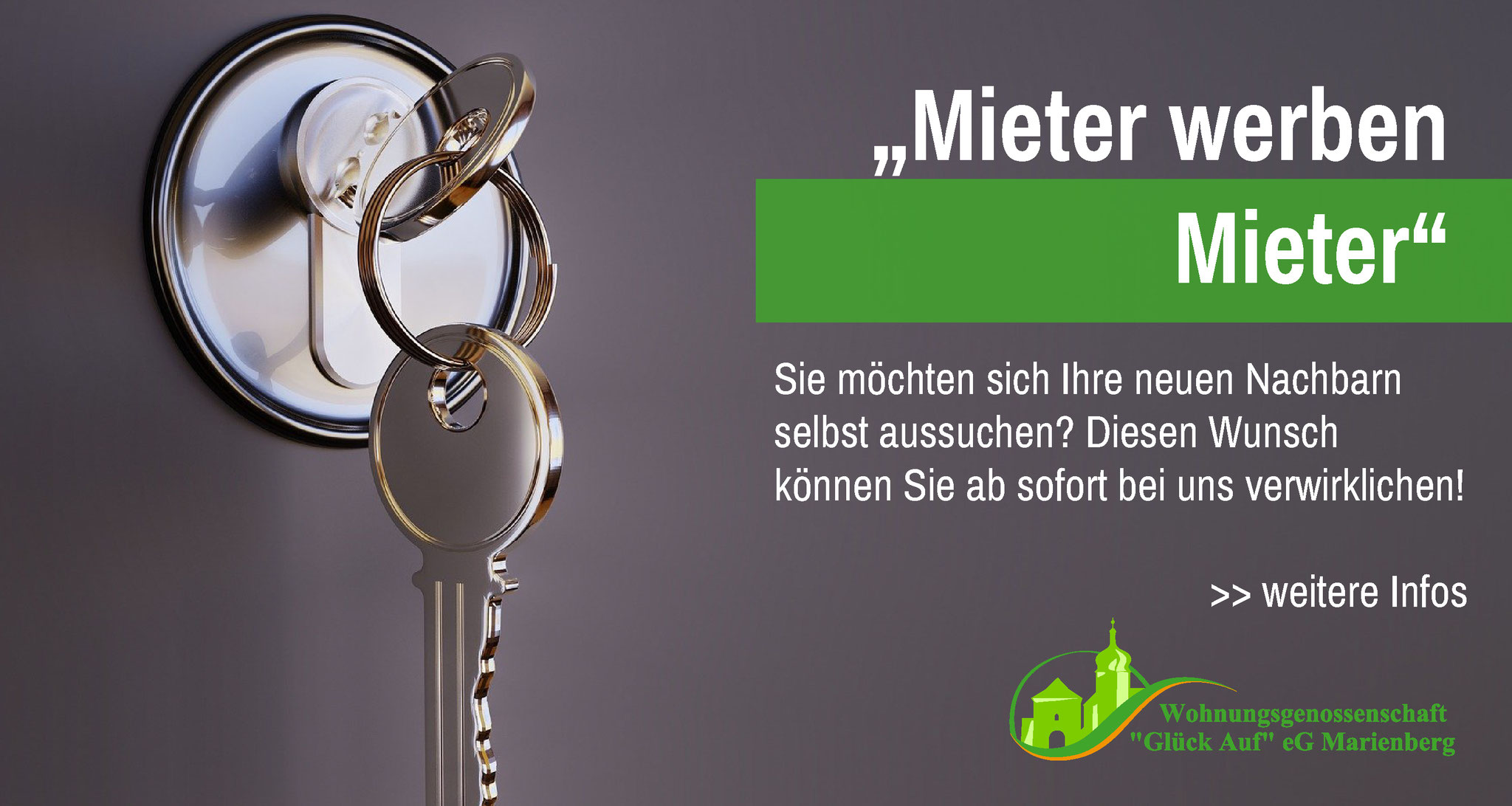 Hinweis: "Mieter werben Mieter" Klick für weiter Informationen.