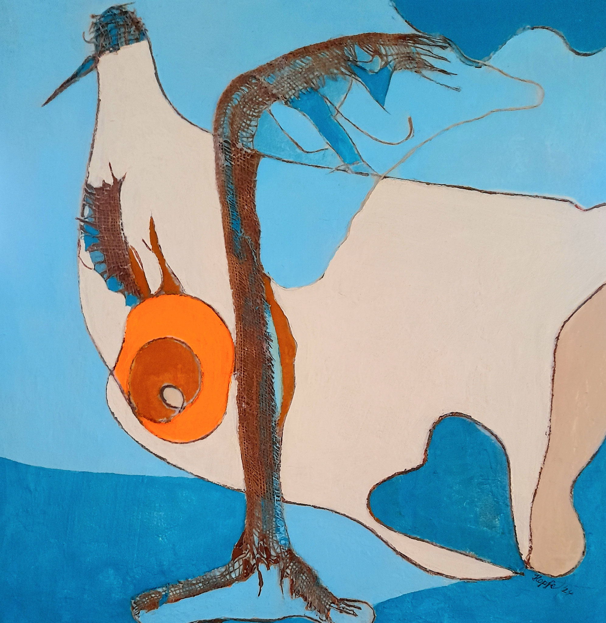 Verliebter Vogel 80x80 cm 