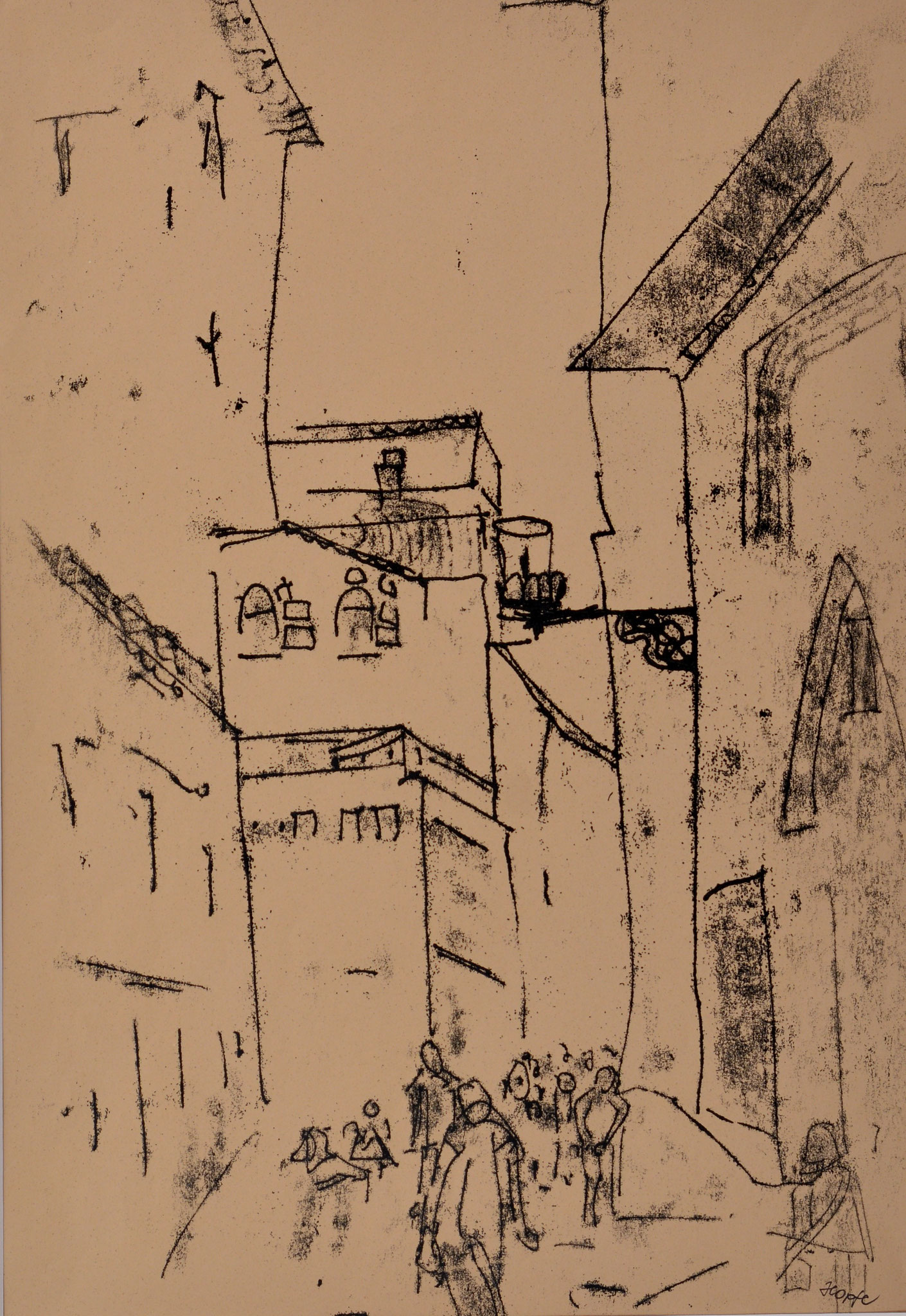 Stadtbummel Monotypie 40x30 cm