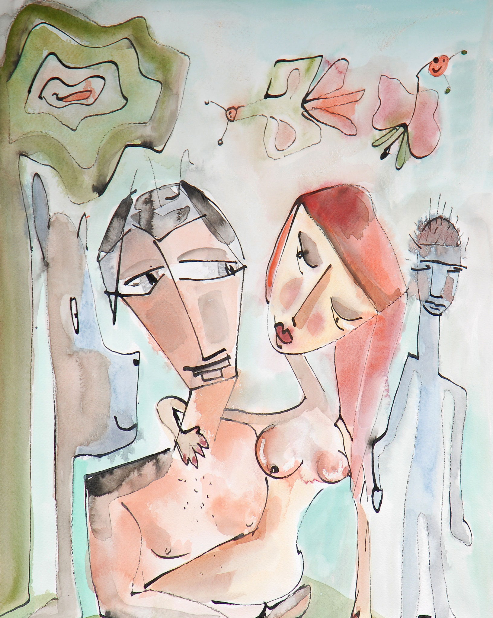 Traumfrau lav. Zeichnung  70x50 cm  -( verkauft)