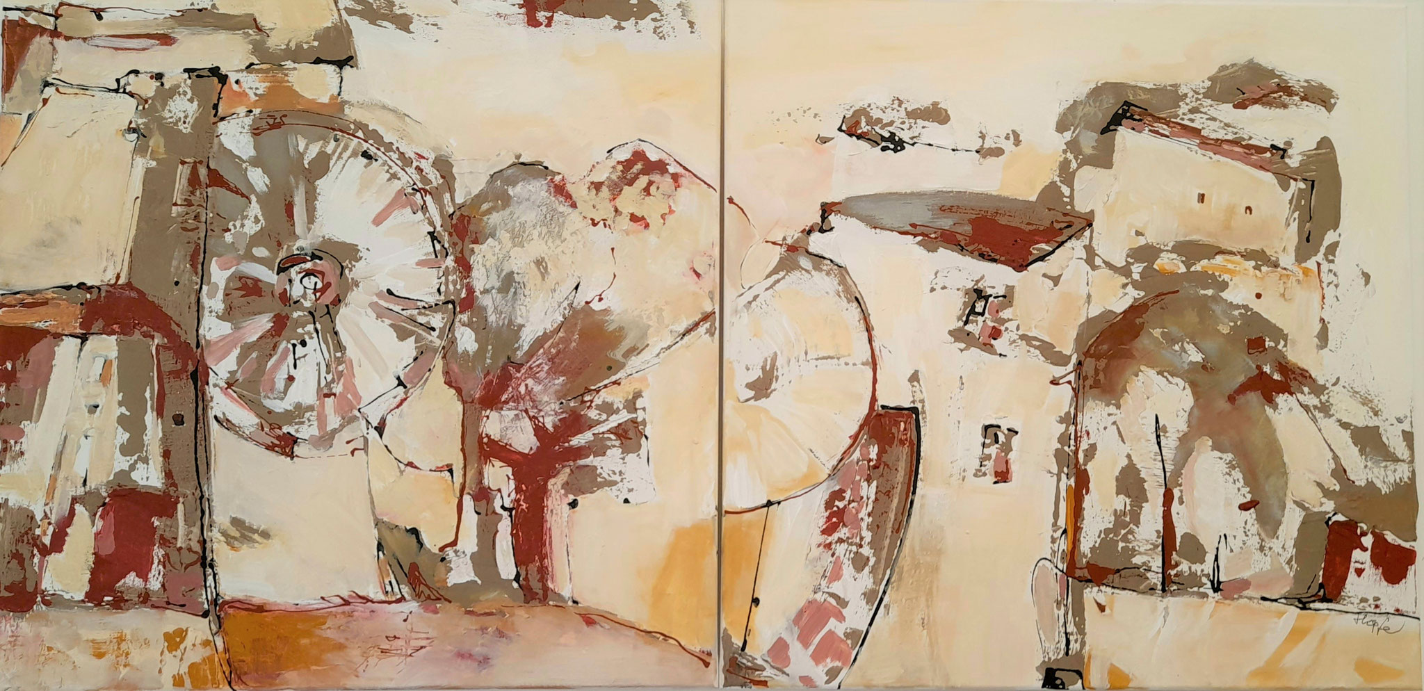 Im Mühlental I /II   Diptychon   2 x 70 x 70 cm