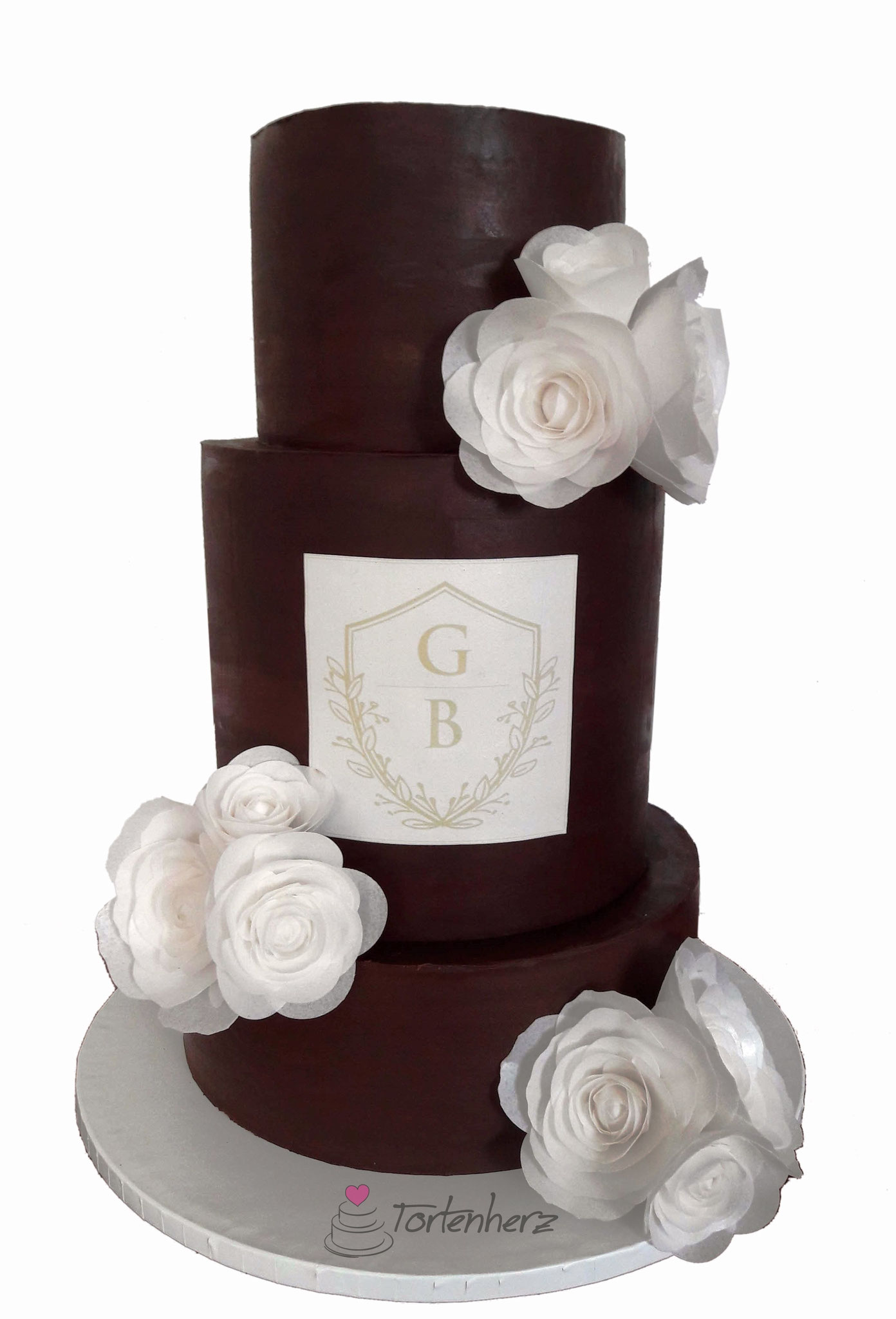 Ganache Hochzeitstorte mit Waferpaper Rosen